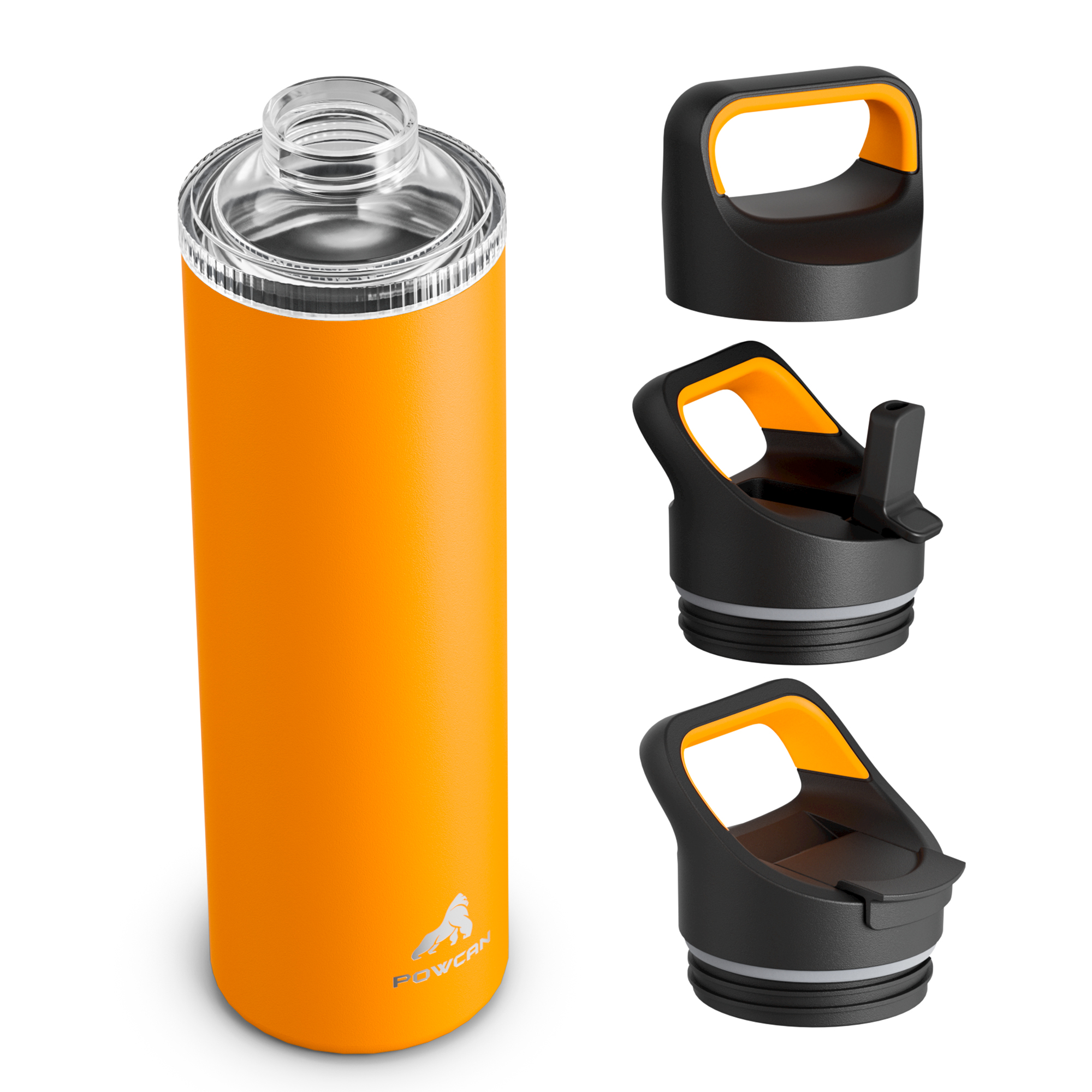 24 oz Insulated Water Bottle with 3 Lids