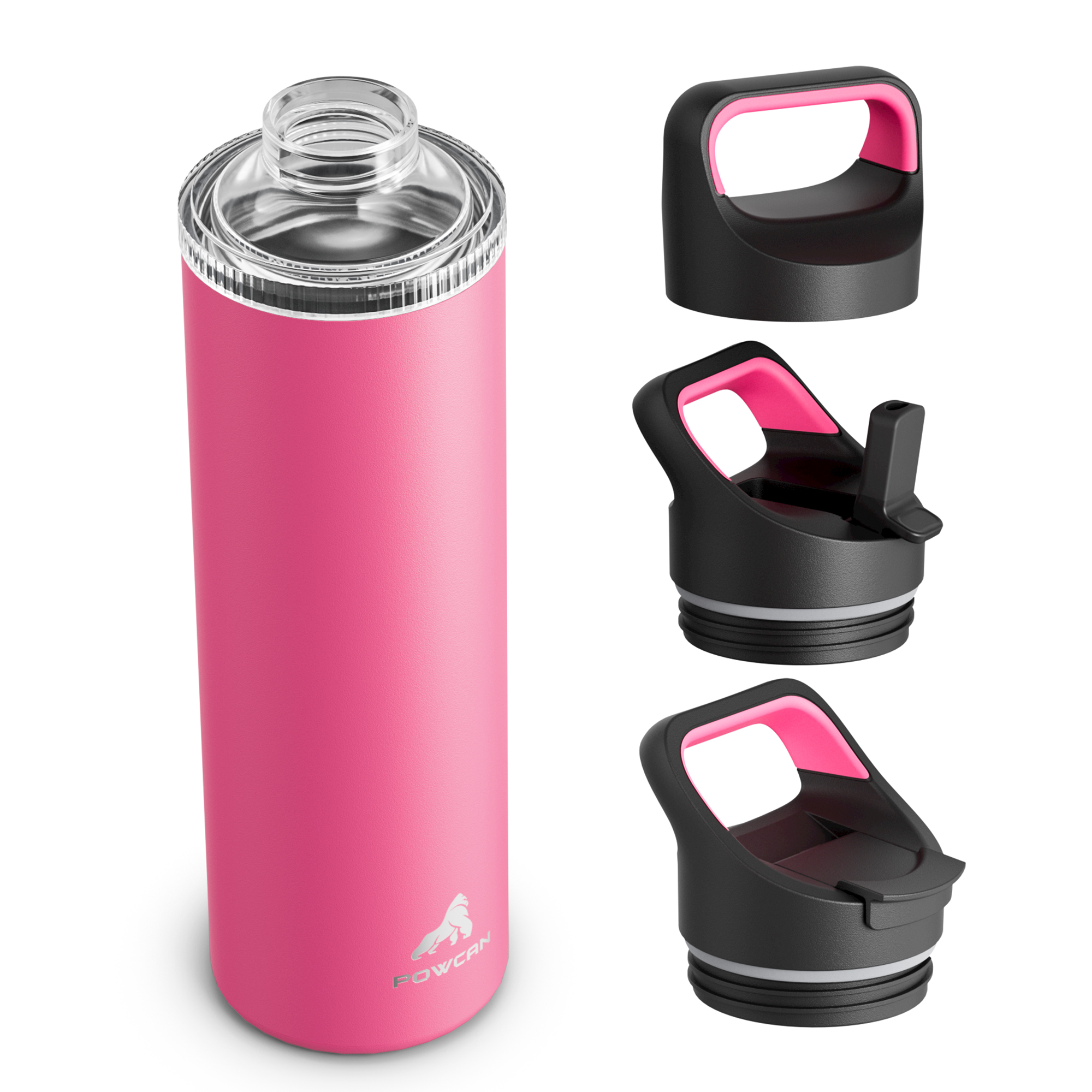 24 oz Insulated Water Bottle with 3 Lids