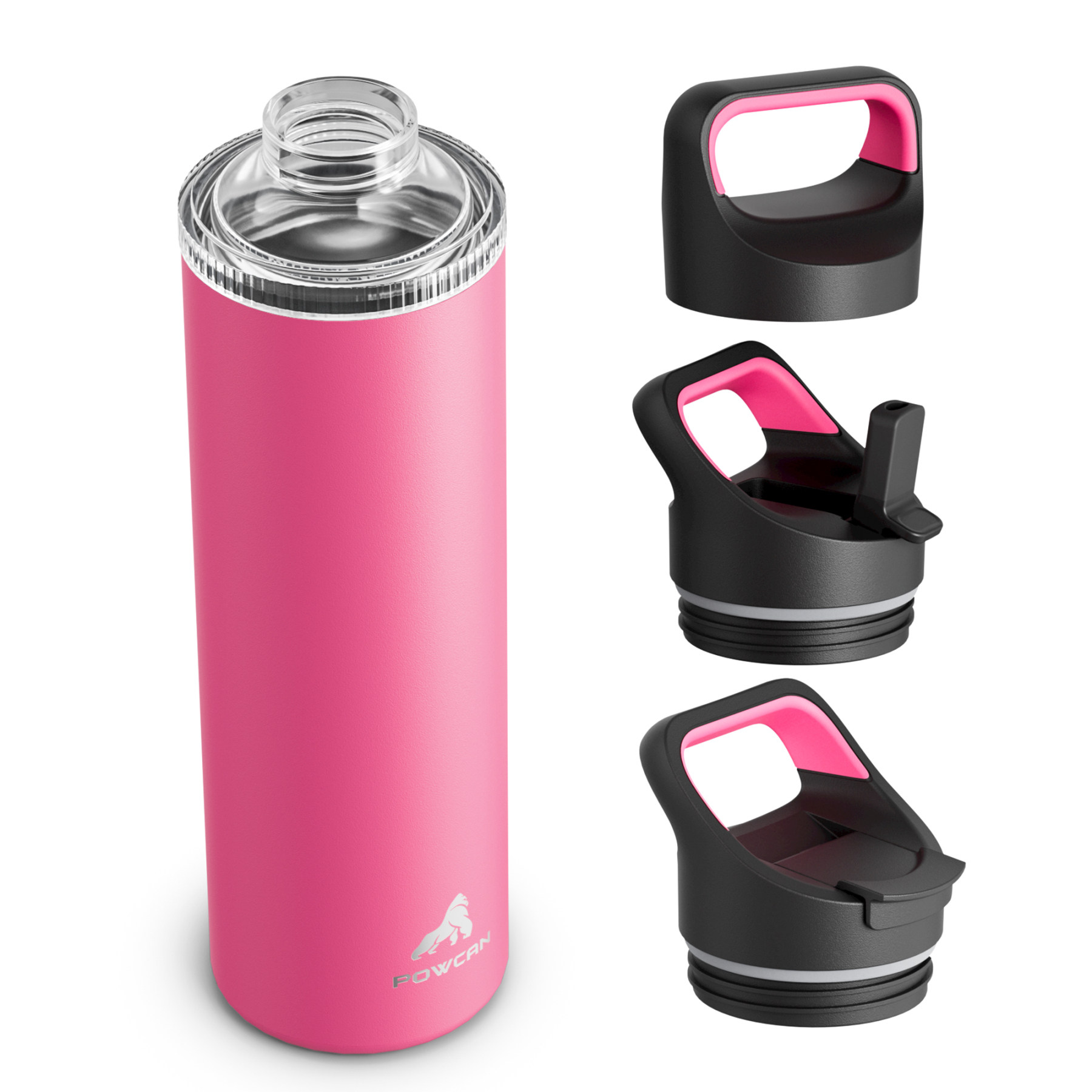 24 oz Insulated Water Bottle with 3 Lids