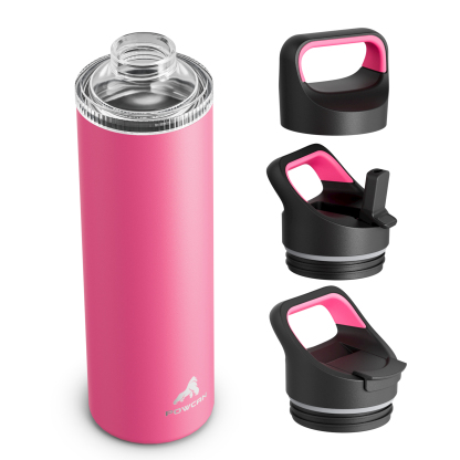 24 oz Insulated Water Bottle with 3 Lids