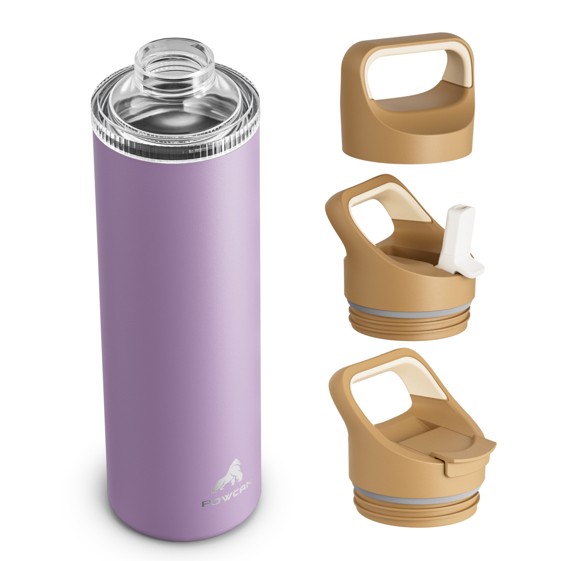 24 oz Insulated Water Bottle with 3 Lids