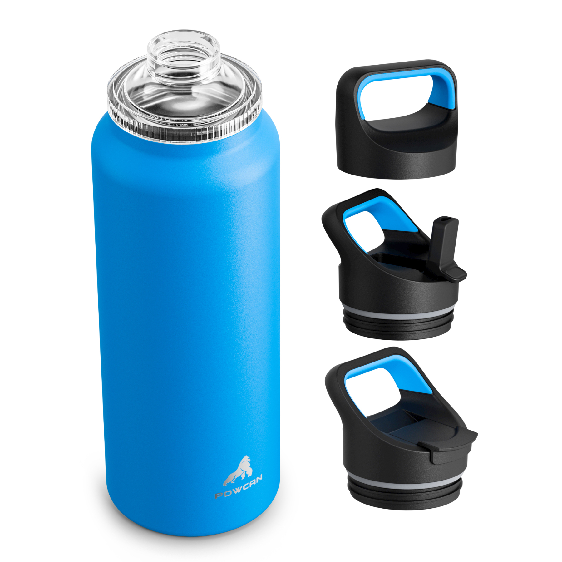 40 oz Insulated Water Bottle with 3 Lids