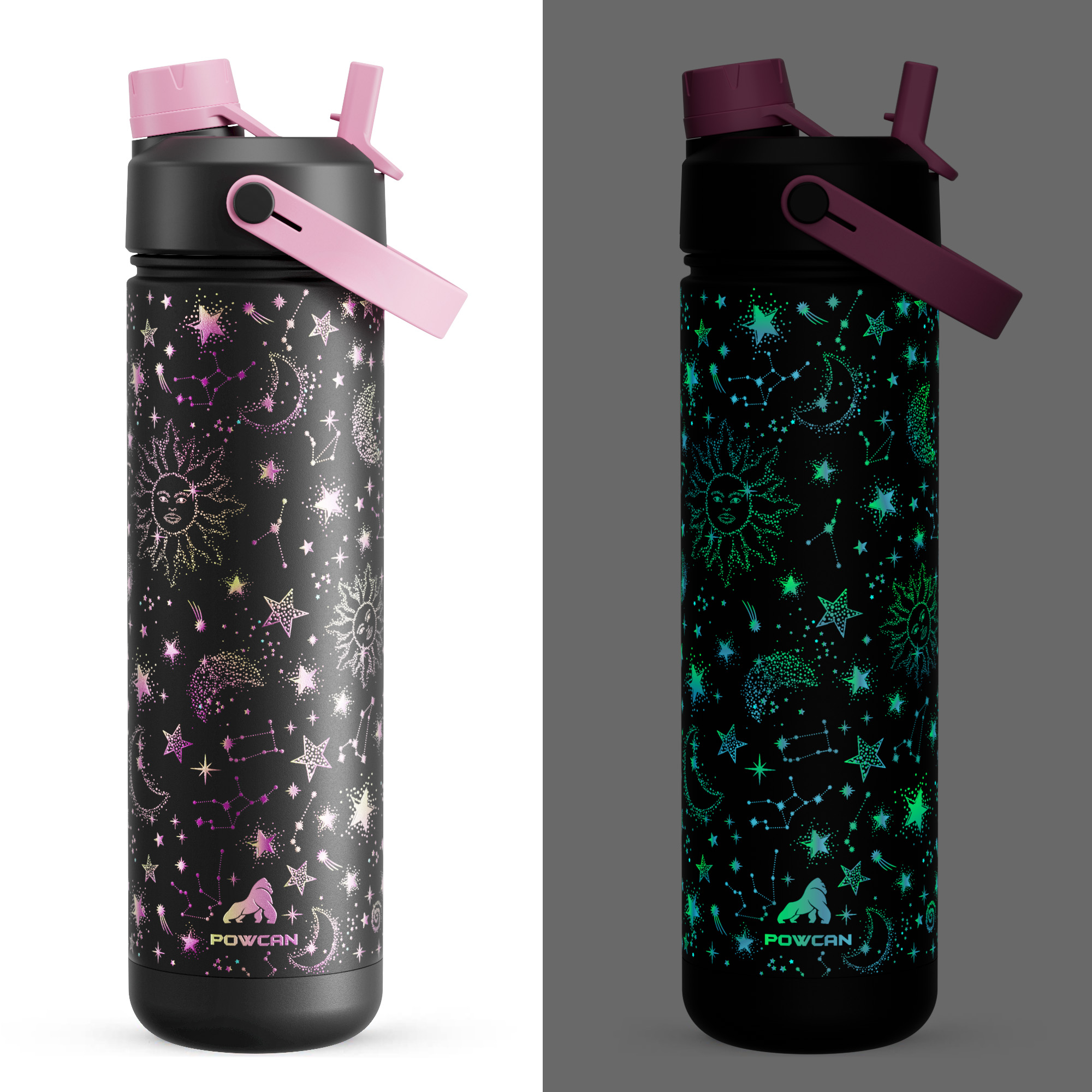 26 oz Insulated Water Bottle with 2-in-1 Straw and Spout Lid