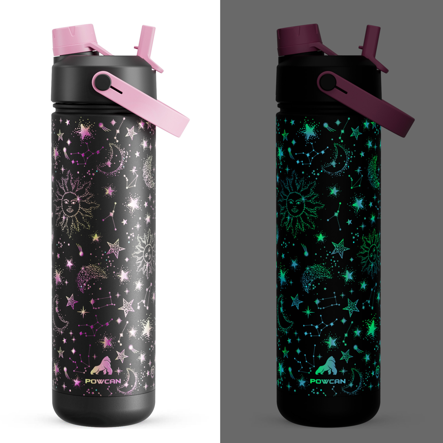 26 oz Insulated Water Bottle with 2-in-1 Straw and Spout Lid