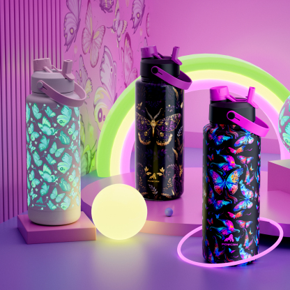 40 oz Insulated Water Bottle with 2-in-1 Straw and Spout Lid