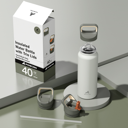 40 oz Insulated Water Bottle with 3 Lids