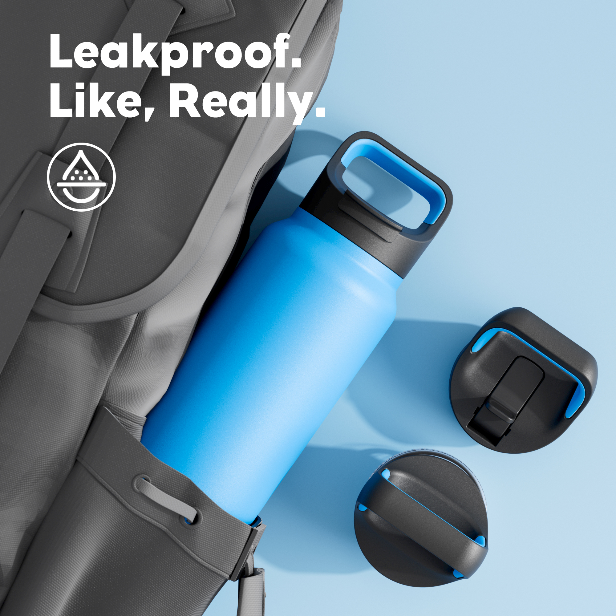 40 oz Insulated Water Bottle with 3 Lids