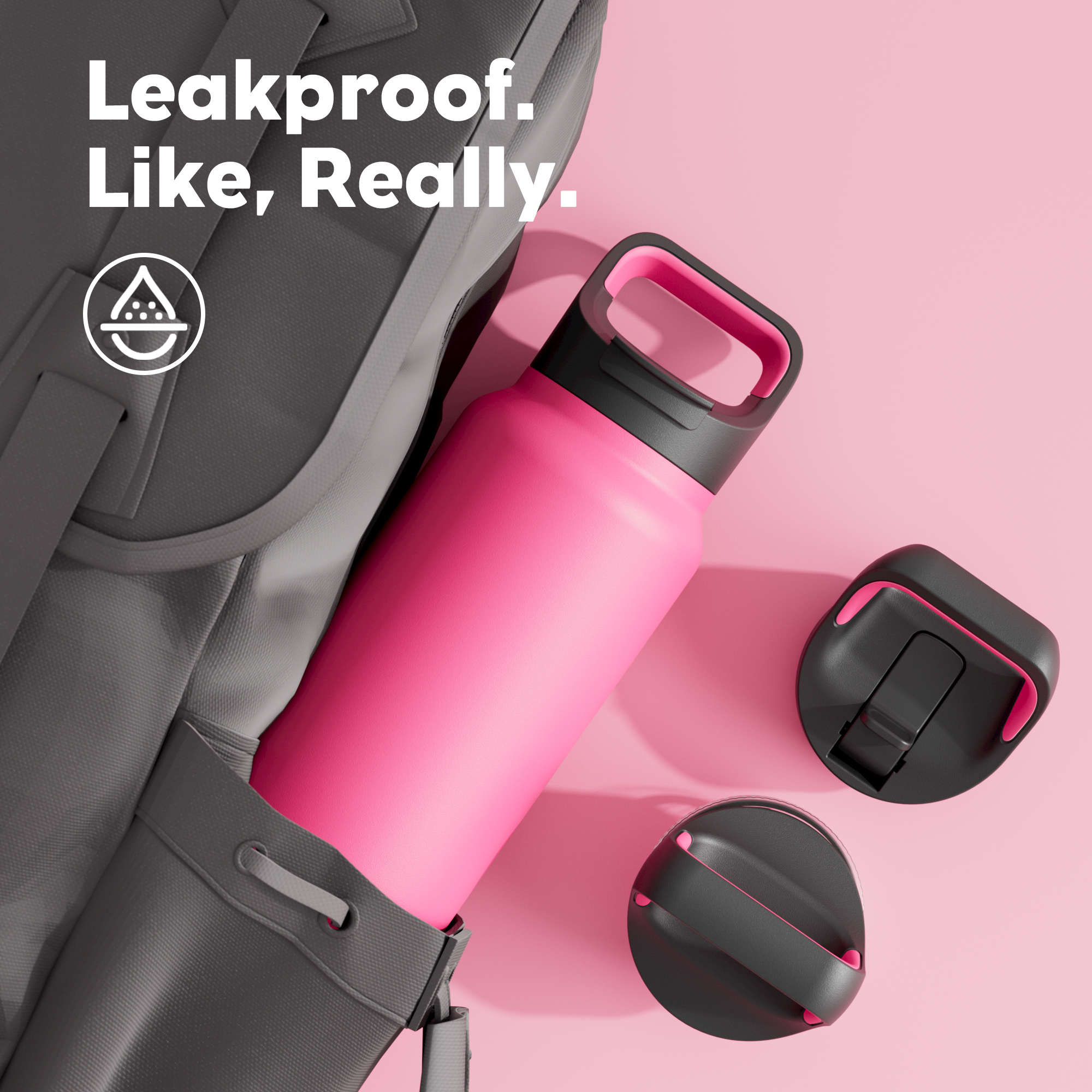 40 oz Insulated Water Bottle with 3 Lids