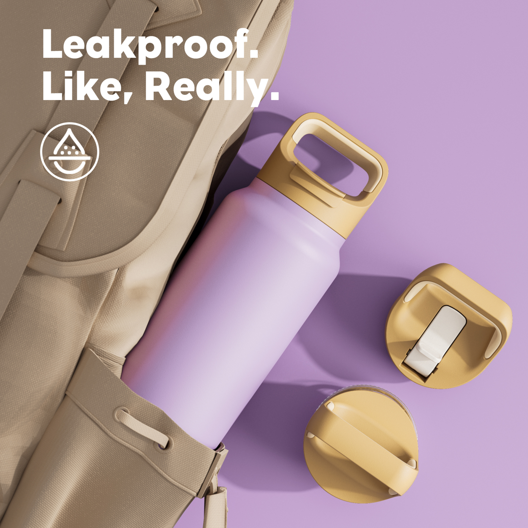 40 oz Insulated Water Bottle with 3 Lids