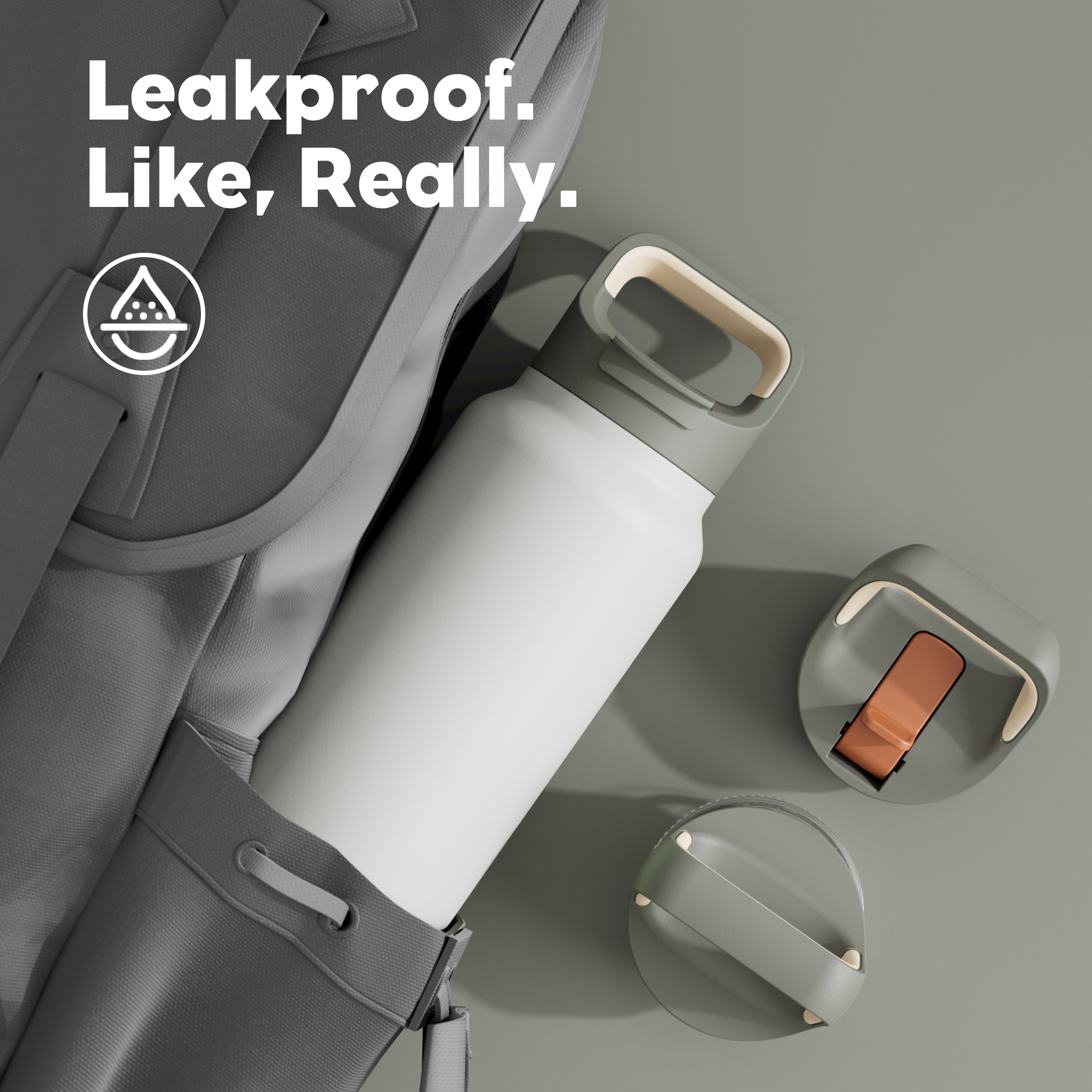 40 oz Insulated Water Bottle with 3 Lids