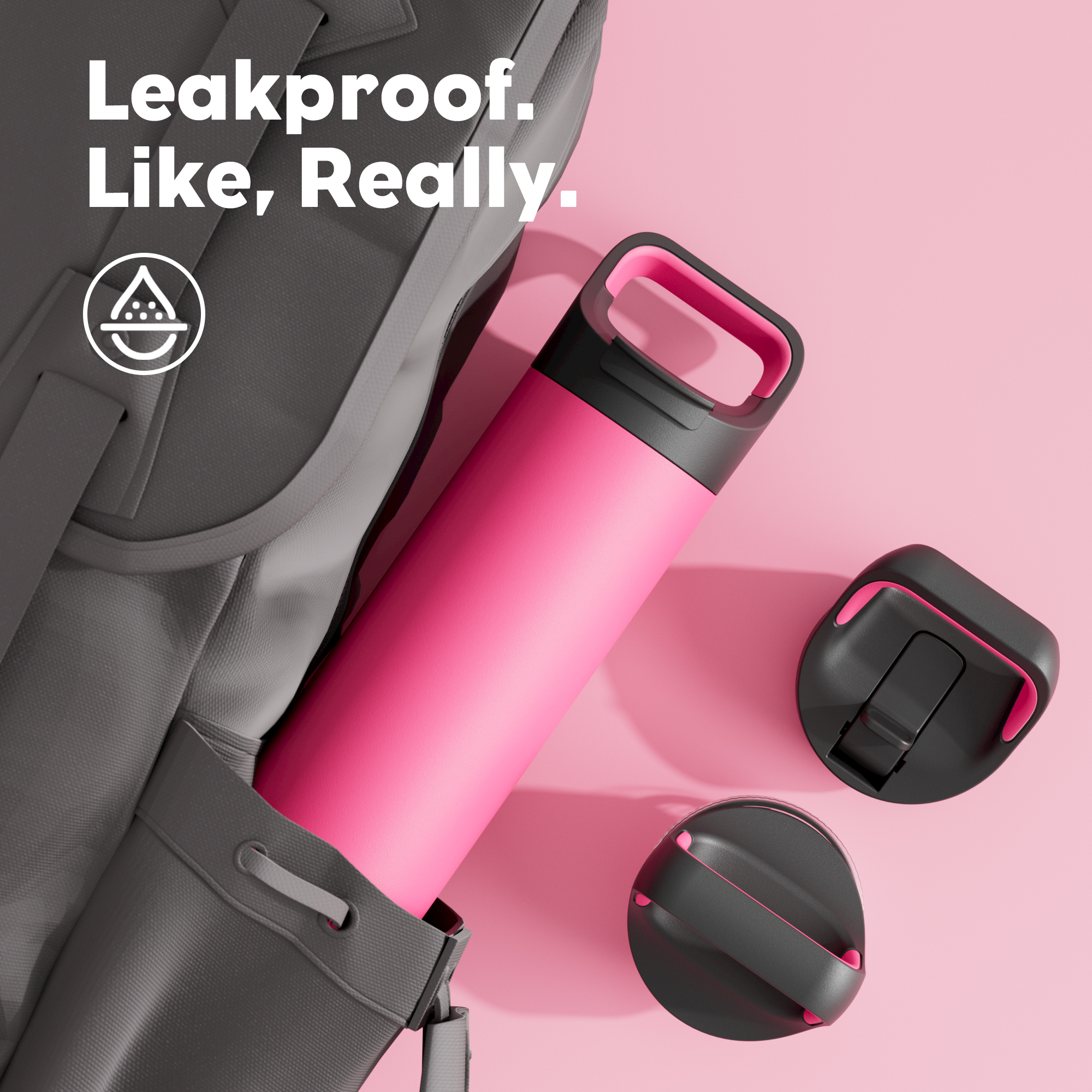 24 oz Insulated Water Bottle with 3 Lids