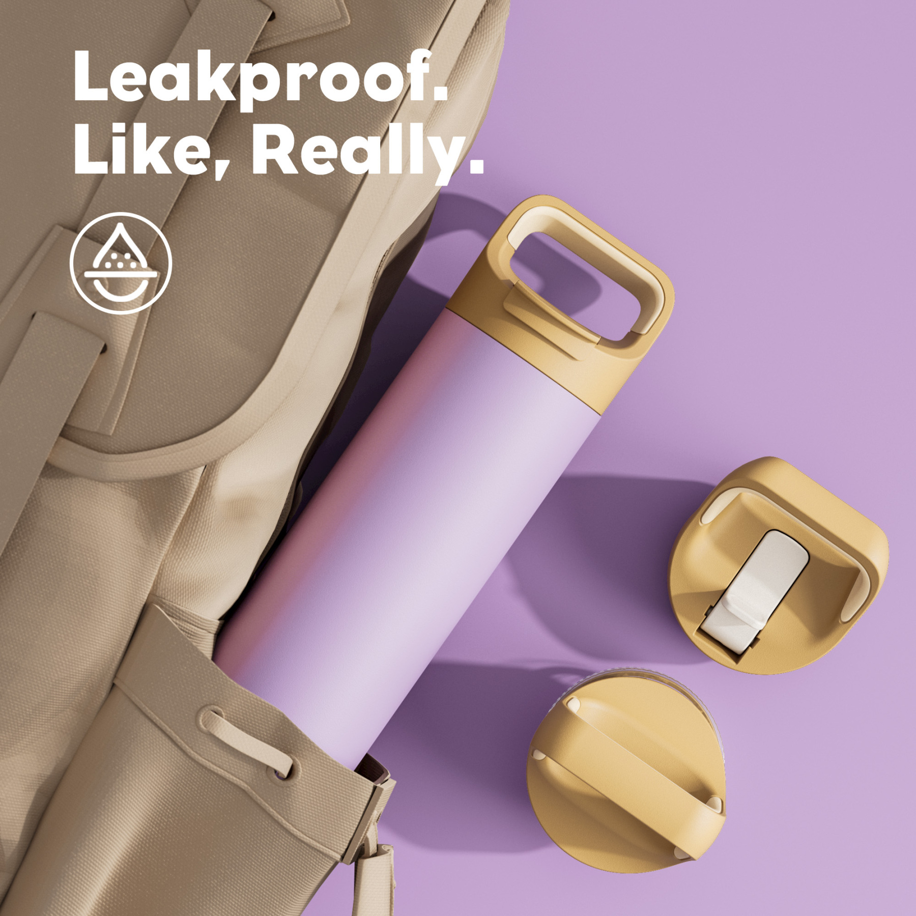 24 oz Insulated Water Bottle with 3 Lids