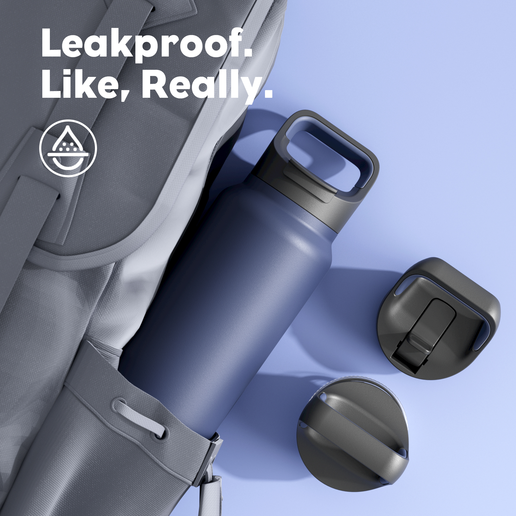 40 oz Insulated Water Bottle with 3 Lids