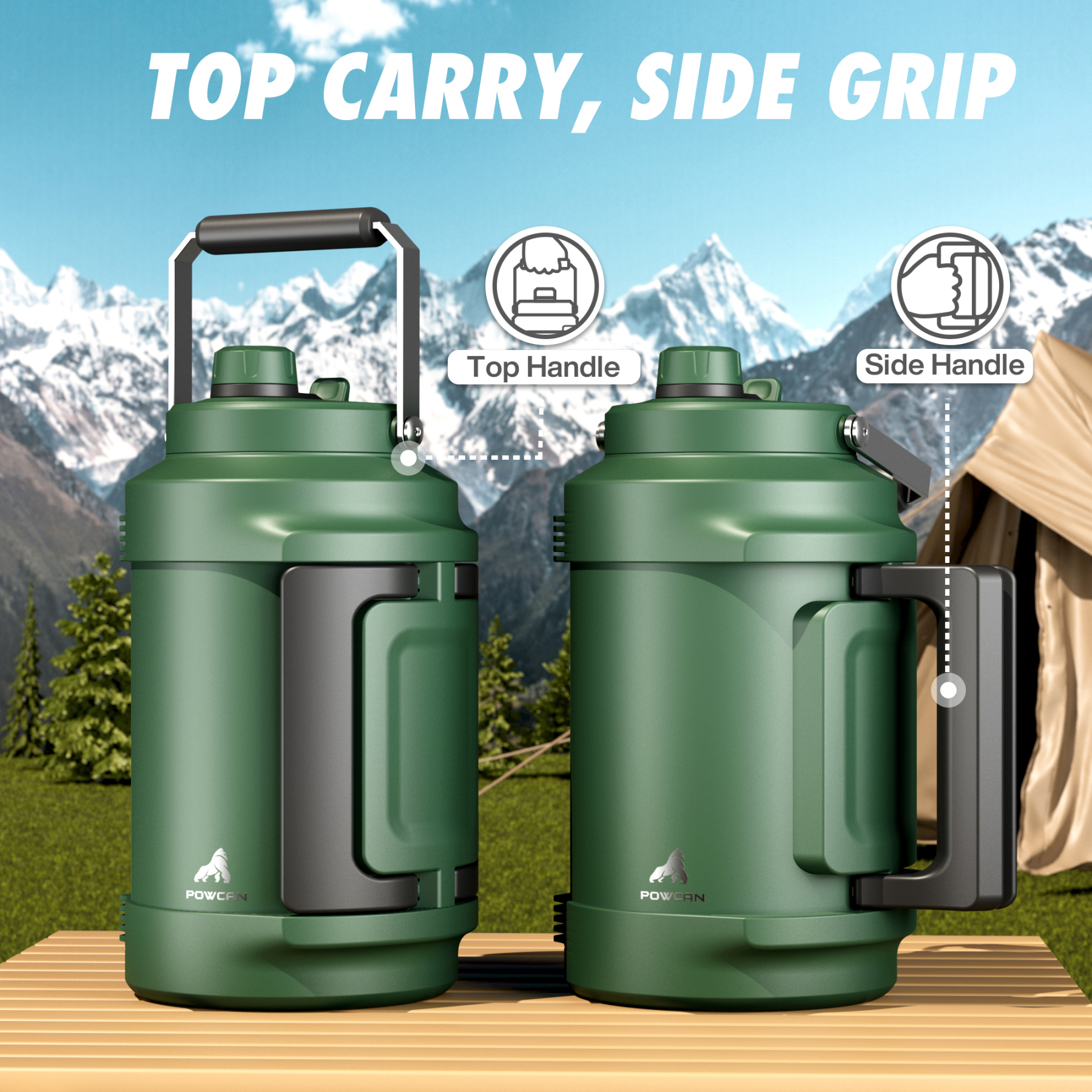 1 Gallon / 128 oz Insulated Water Jug with 2-in-1 Lid and Dual Handle