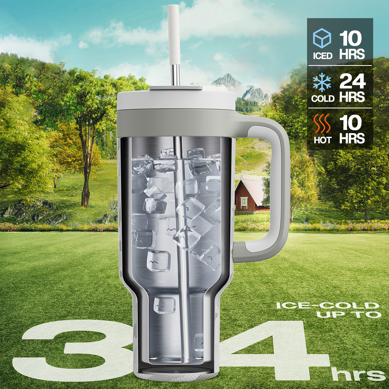 40 oz Tumbler with 2-in-1 Metal Straw Lid