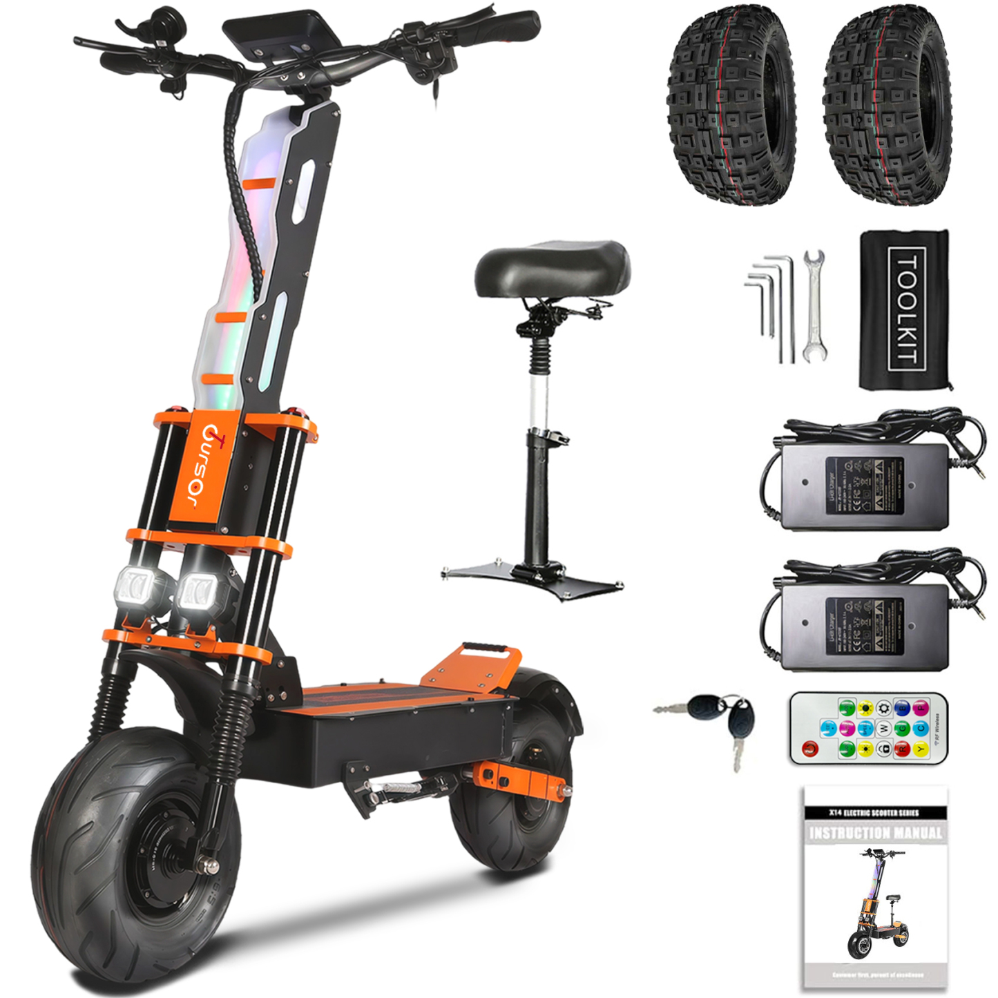 TOURSOR X8P Electric Scooter 60V 38Ah 10000W Dual Power 60MPH with LCD Lights