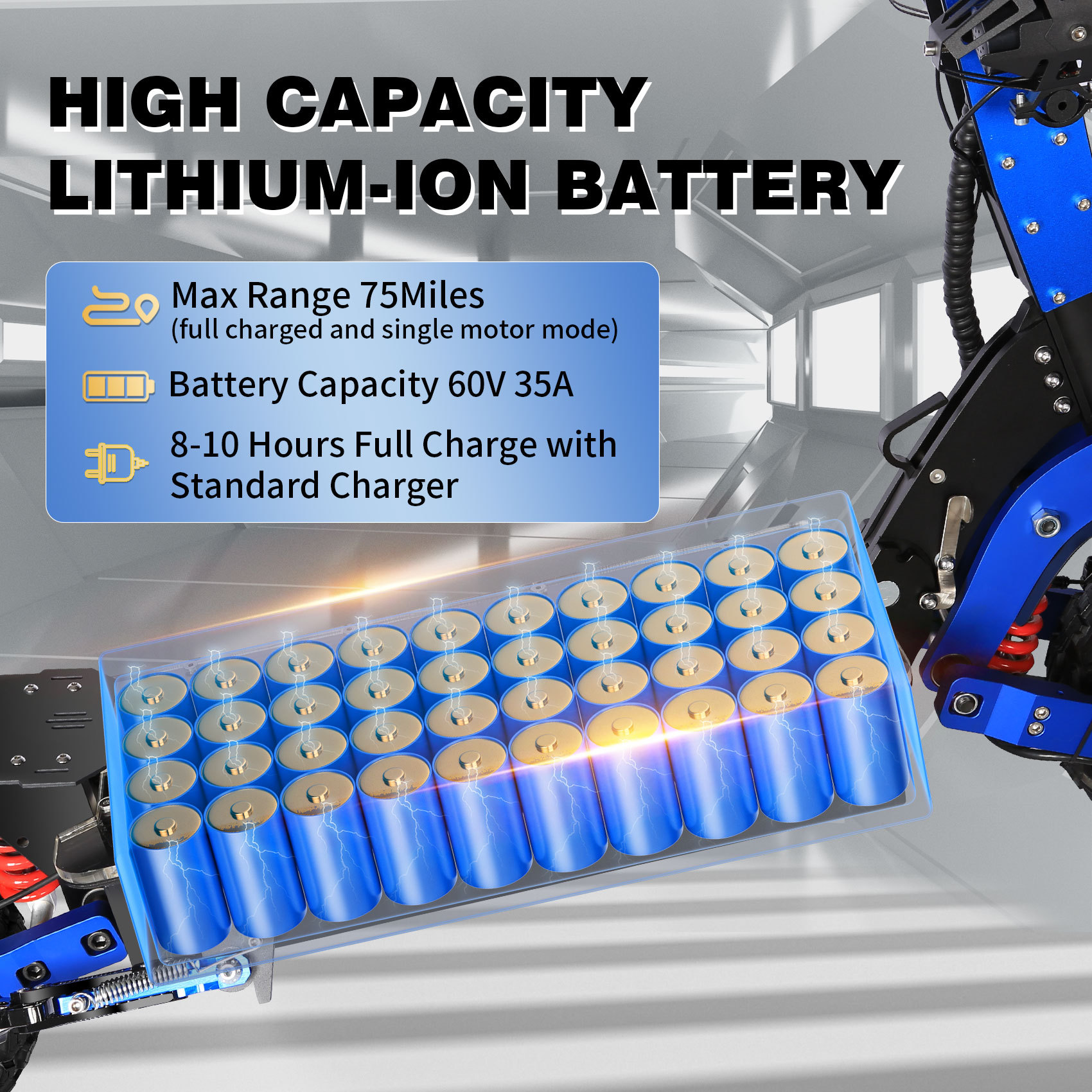 TOURSOR Electric Scooter 60V 35Ah 6000W Dual Drive 40MPH Foldable with 11 Inch Off Road Tires