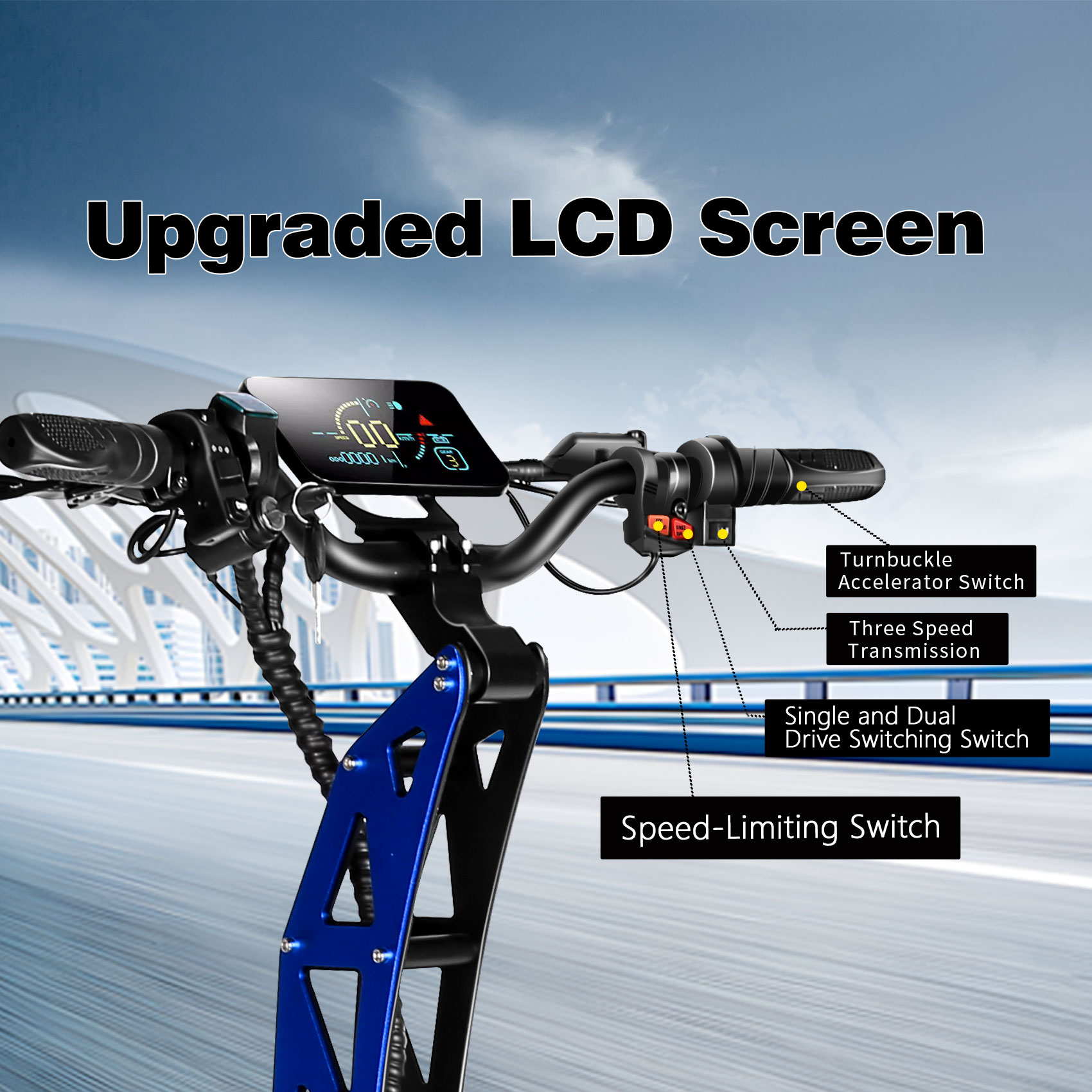 TOURSOR Electric Scooter 60V 35Ah 6000W Dual Drive 40MPH Foldable with 11 Inch Off Road Tires