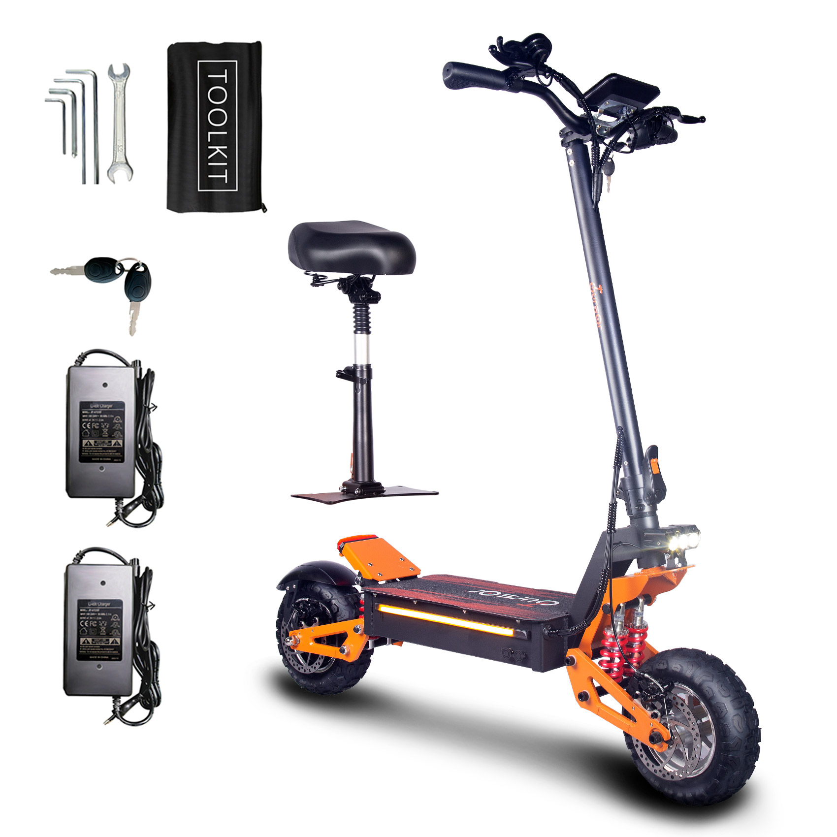TOURSOR 48V 18Ah Electric Scooter 1200W Single Drive with 11" Off-Road Tires