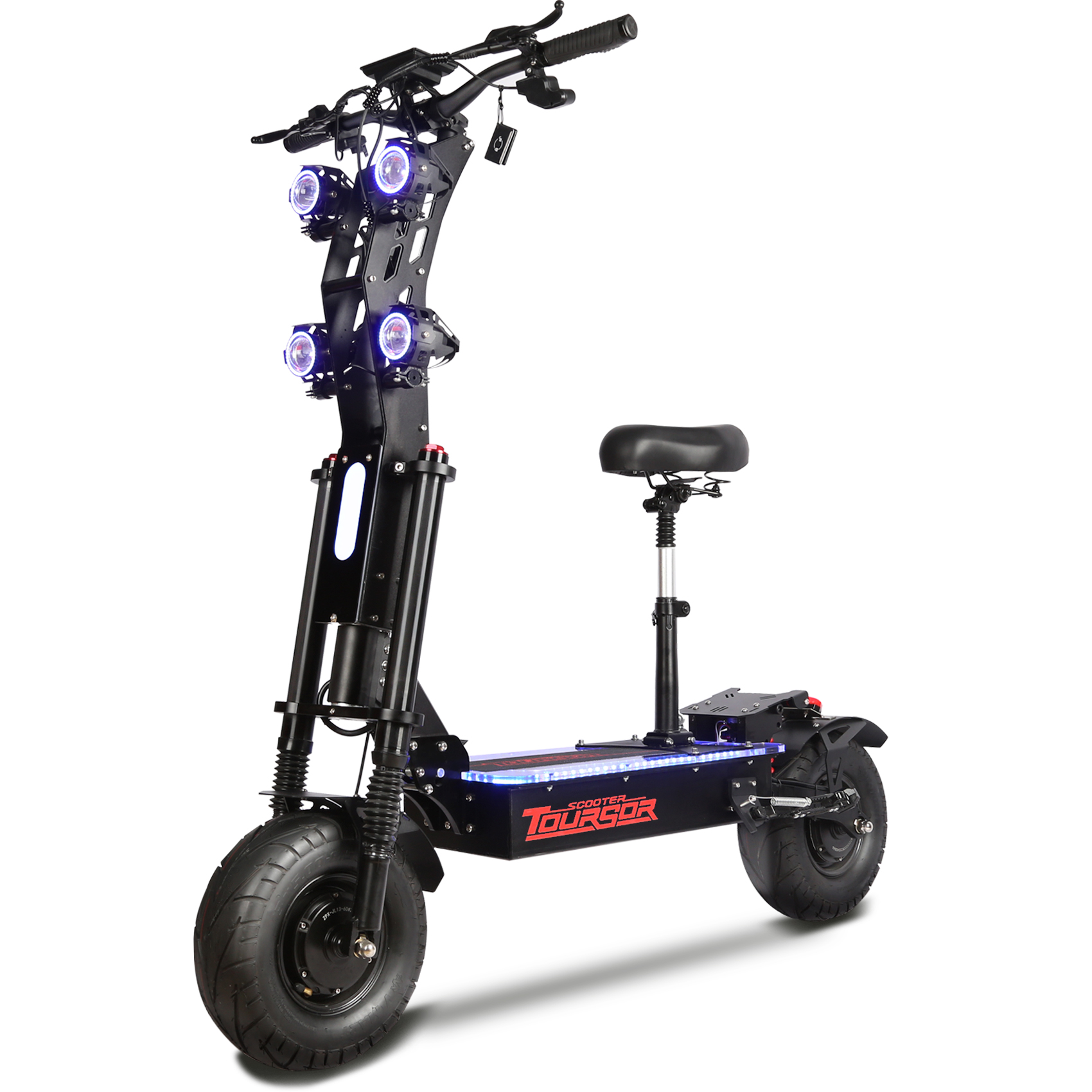 TOURSOR X13-60V Electric Scooter Dual Drive 60V 50AH 10,000W Motor 65 MPH Speed 70 Mile Range 13" Road Tires