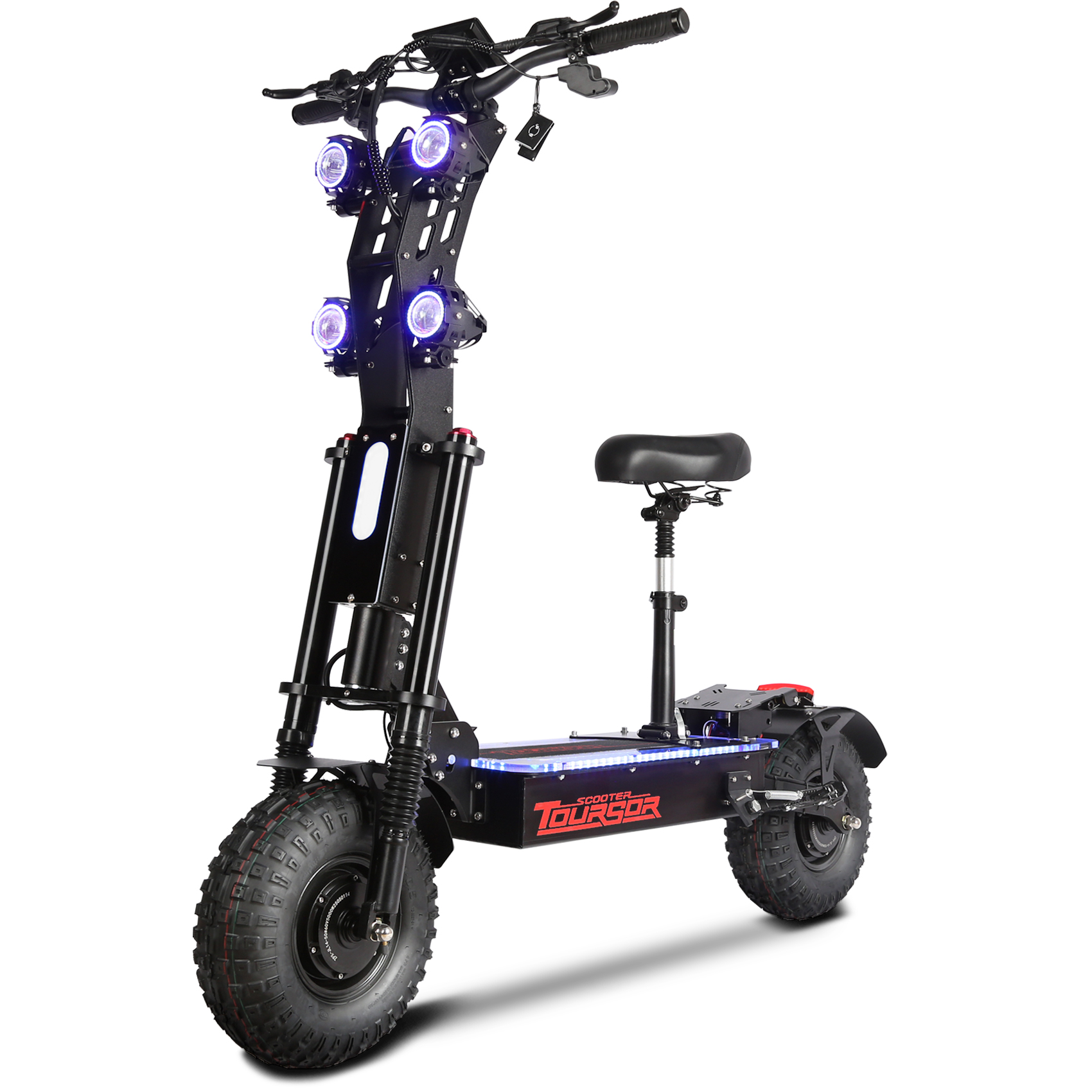 TOURSOR X14-60V Electric Scooter Dual Drive 60V 50AH 10,000W Motor 65 MPH Speed 70 Mile Range with 13" Off-Road Tires