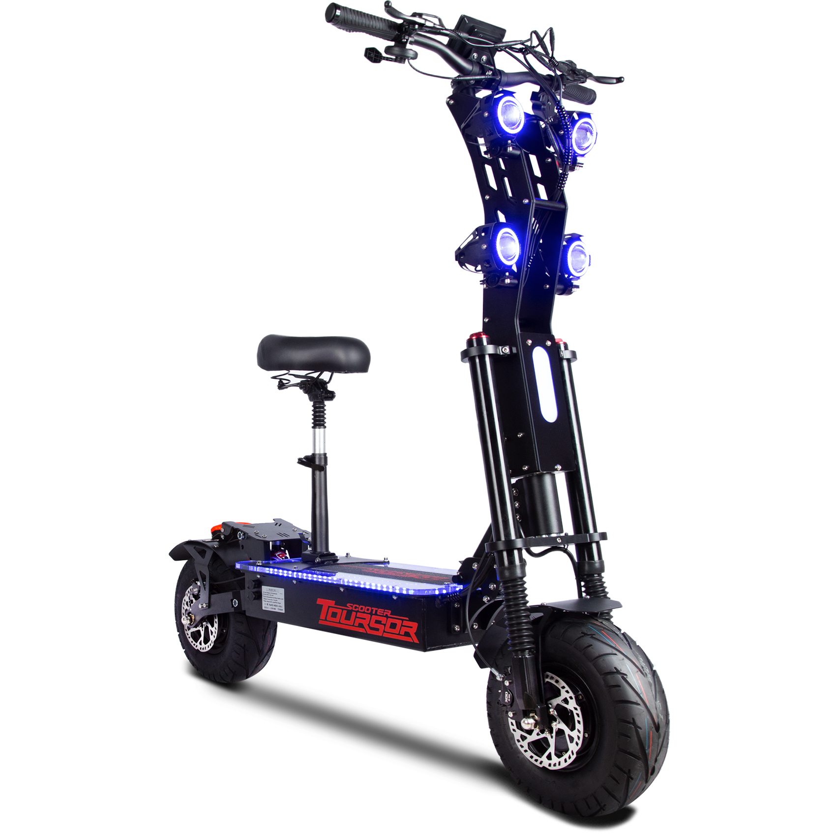TOURSOR X13-60V Electric Scooter Dual Drive 60V 50AH 10,000W Motor 65 MPH Speed 70 Mile Range 13" Road Tires