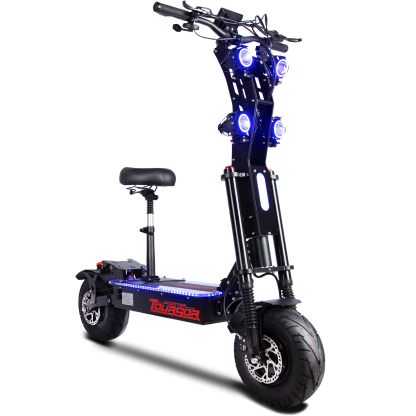 TOURSOR Electric Scooter Dual Drive 72V 40AH 10,000W Motor Up to 65 MPH Speed 75 Miles Range with 13" Road Tires