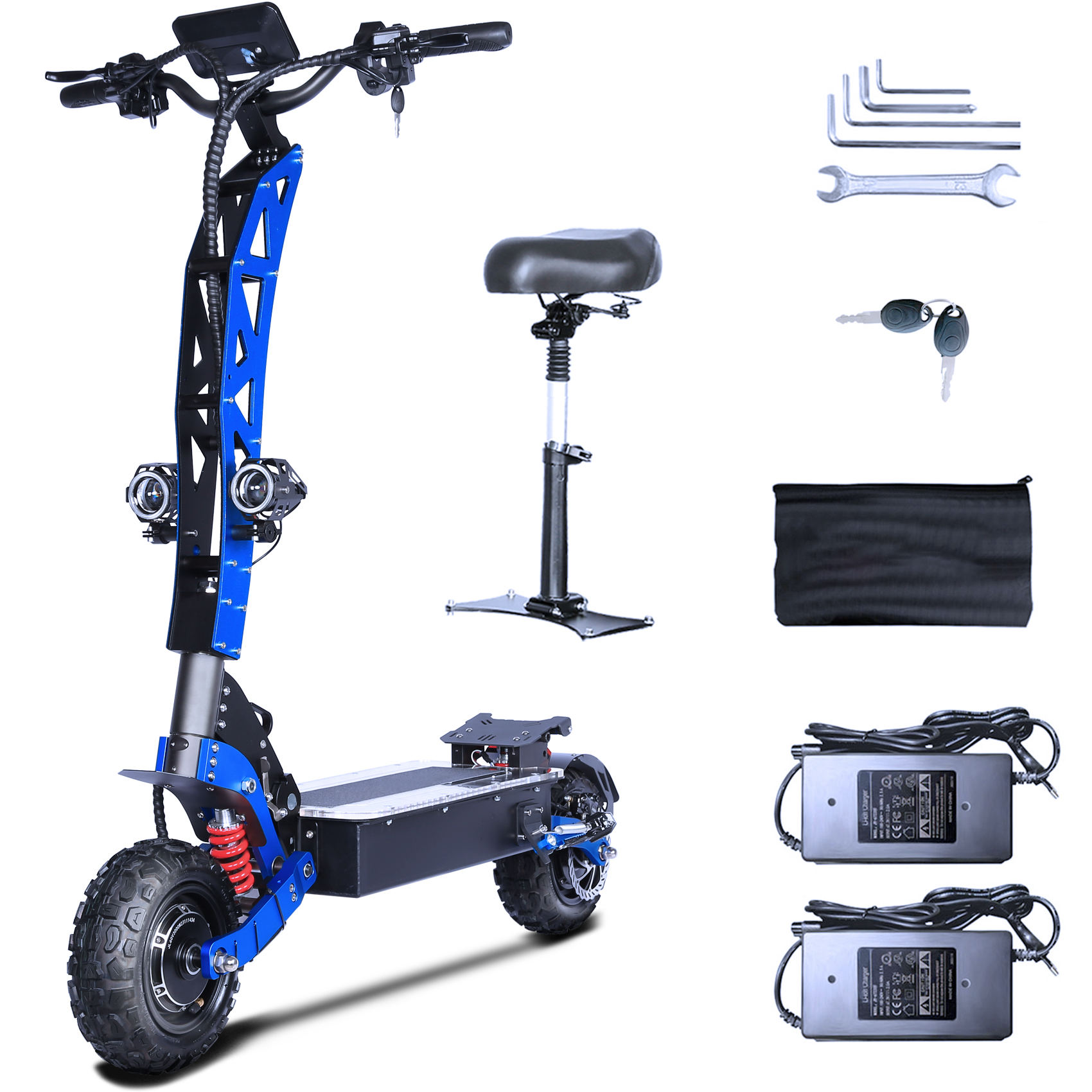 TOURSOR E8P-60V Electric Scooter 60V 35Ah 6000W Dual Drive 40MPH Foldable with 11 Inch Off Road Tires