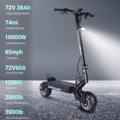 Amakou ST500 Custom E-Scooter | Premium Custom Build Featuring a Smart Bluetooth Display, Adjustable Suspension, and 11-Inch Tires for a Smooth, Connected Ride