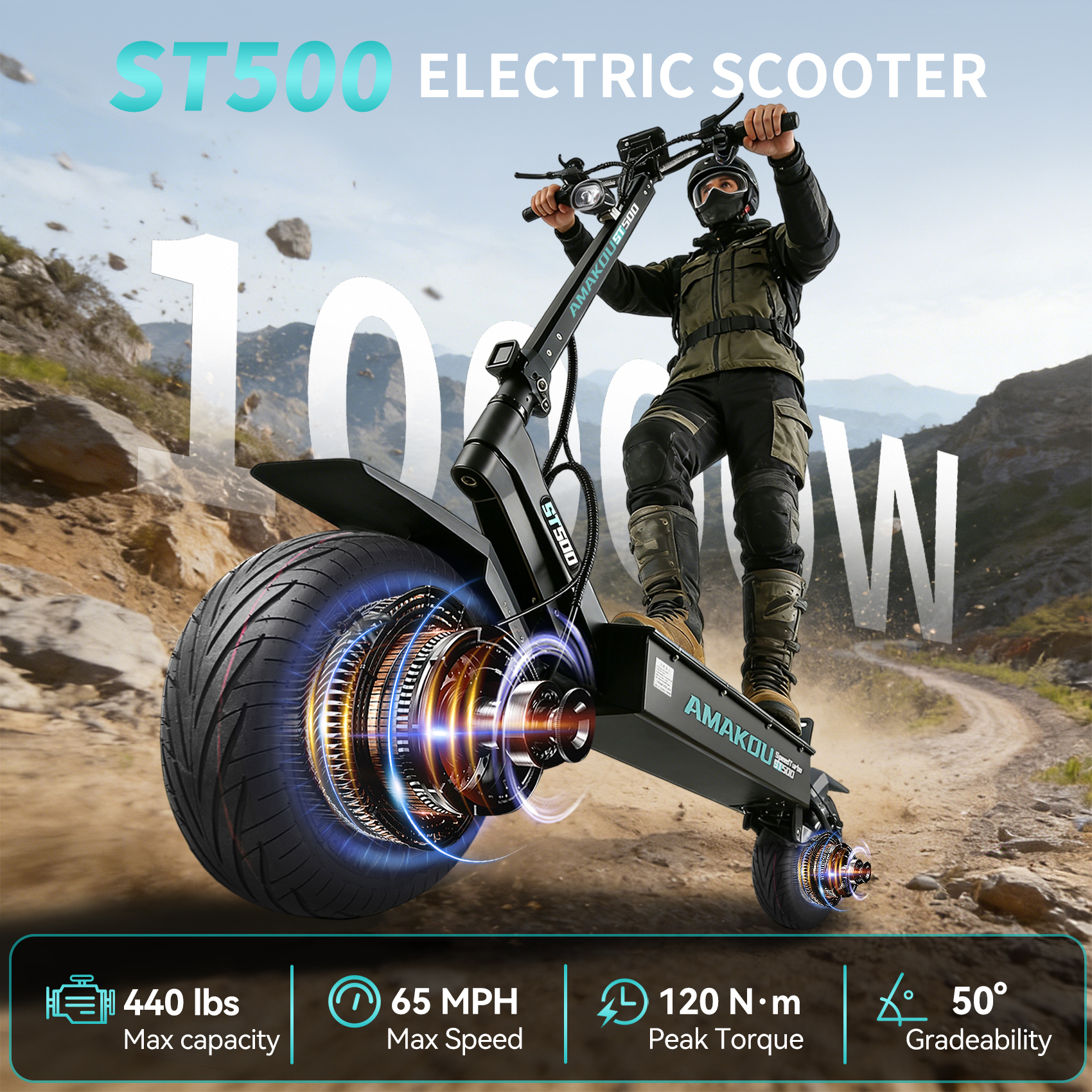 Amakou Speed Turbo ST500 Pro 13 Inch Electric Scooter (APP Screen)
