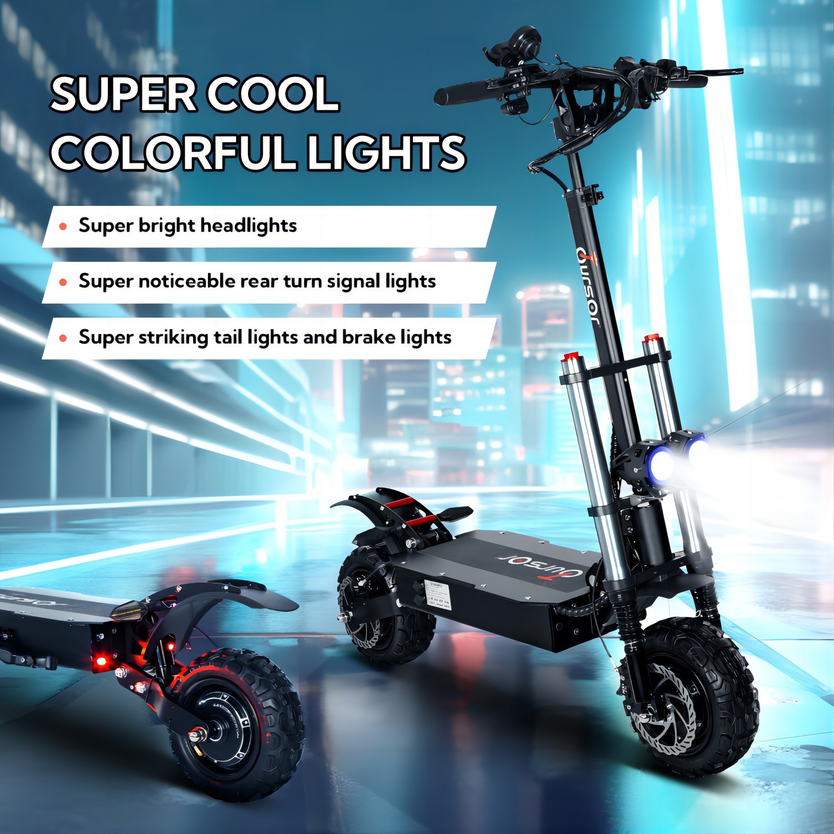 TOURSOR 60V 40Ah Electric Scooter 6000W Dual Power Maximum Speed 50MPH Driving Distance 50Miles