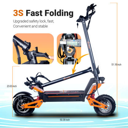 TOURSOR 48V 18Ah Electric Scooter 1200W Single Drive with 11" Off-Road Tires