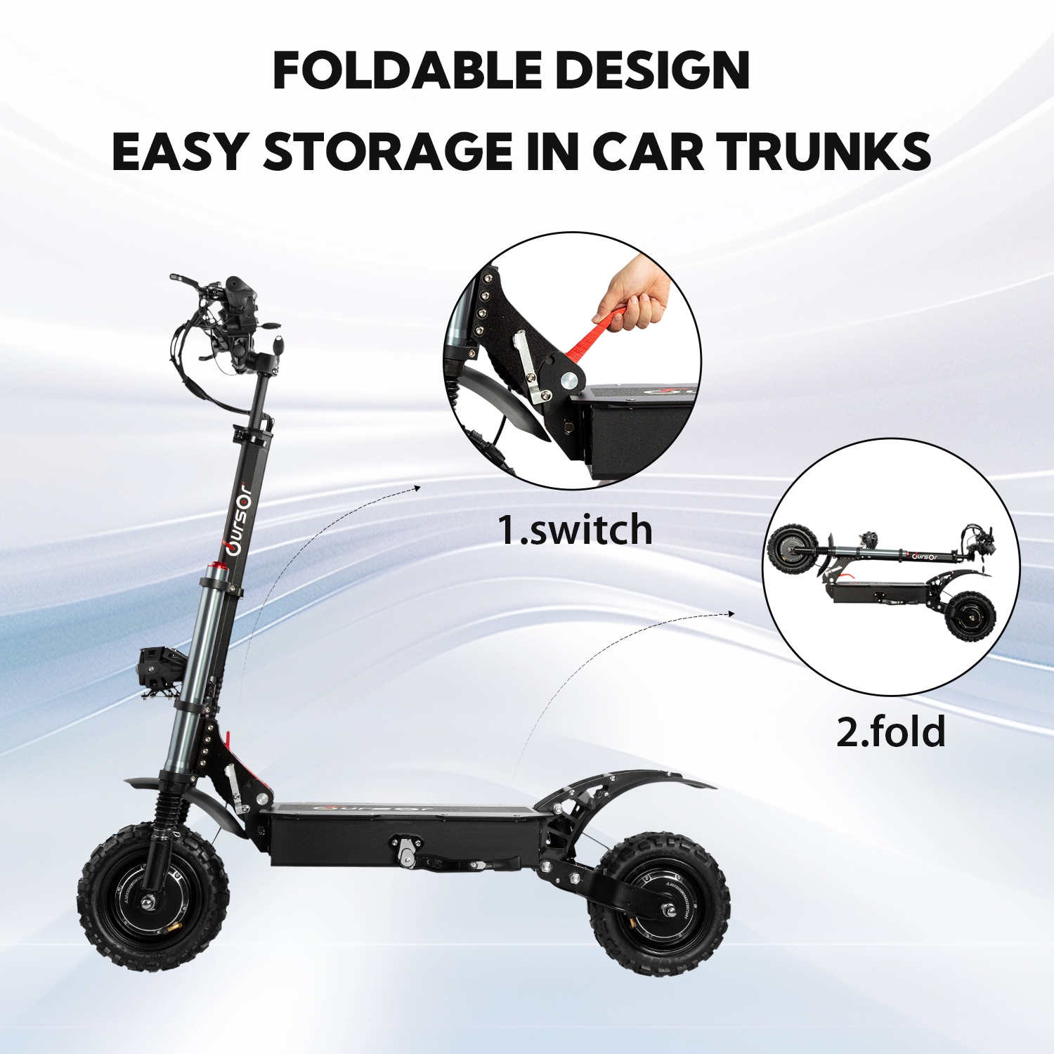 TOURSOR 60V 40Ah Electric Scooter 6000W Dual Power Maximum Speed 50MPH Driving Distance 50Miles