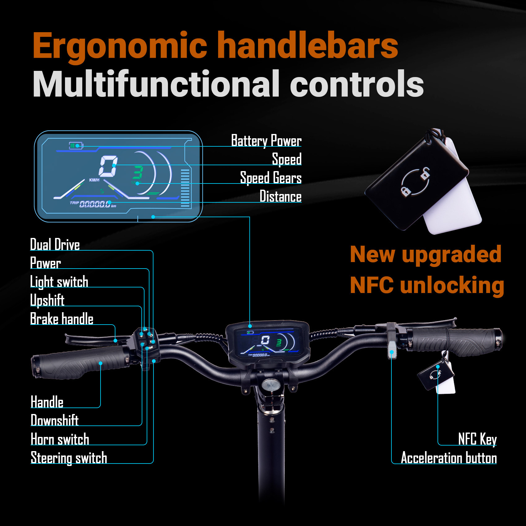 TOURSOR 60V 38Ah Electric Scooter 6000W Dual Power with 11” Off-Road Tires and LED Lights