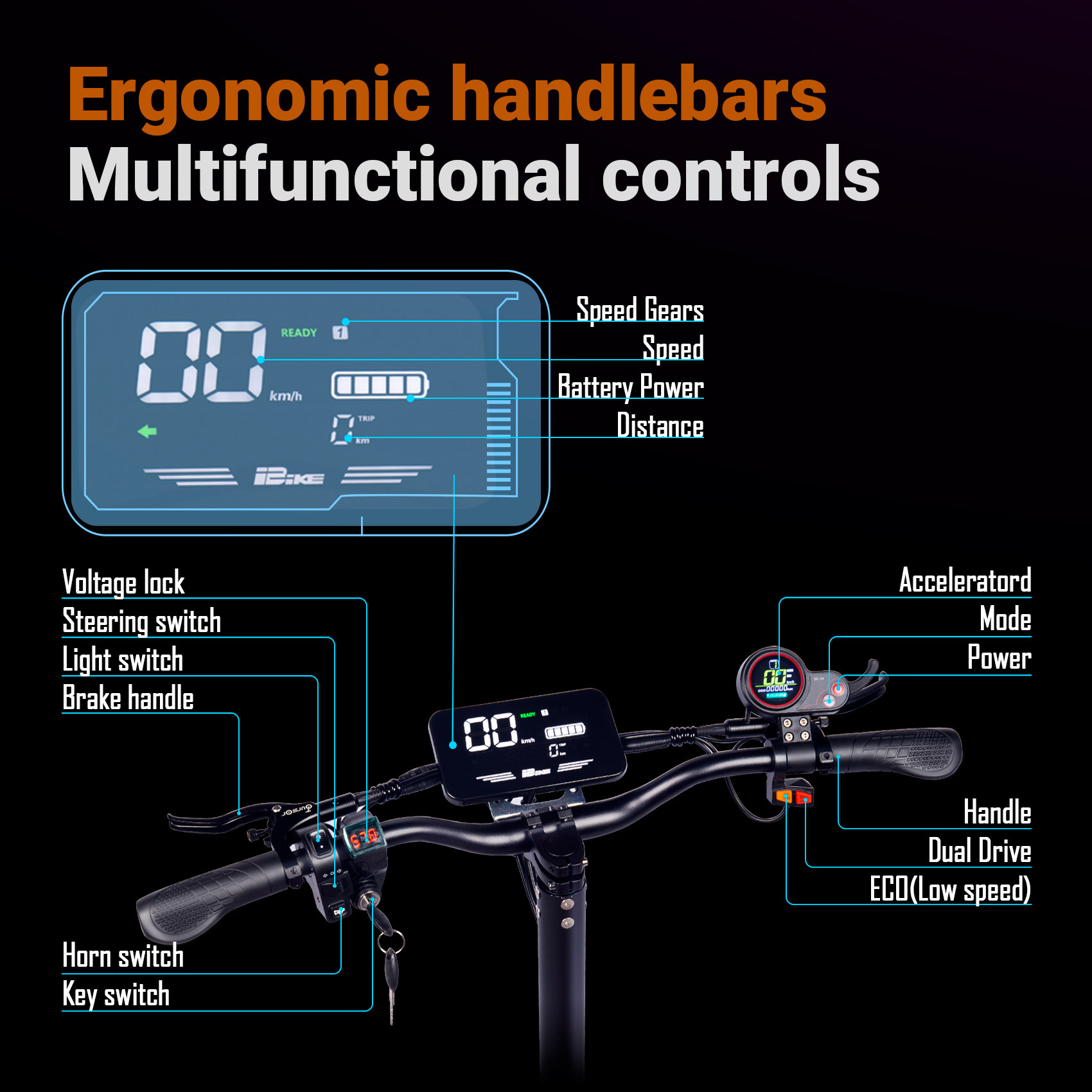 TOURSOR 52V 25Ah 5000W Dual-Power Electric Scooter for Adults