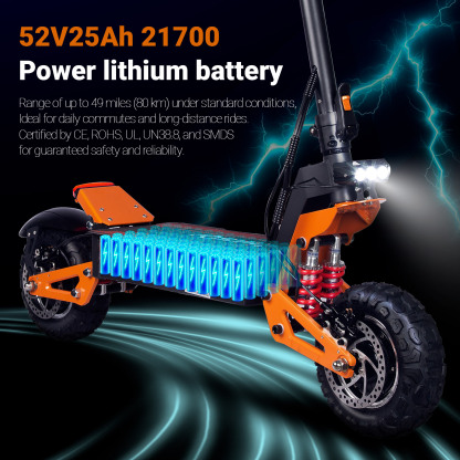 TOURSOR 52V 25Ah 5000W Dual-Power Electric Scooter for Adults
