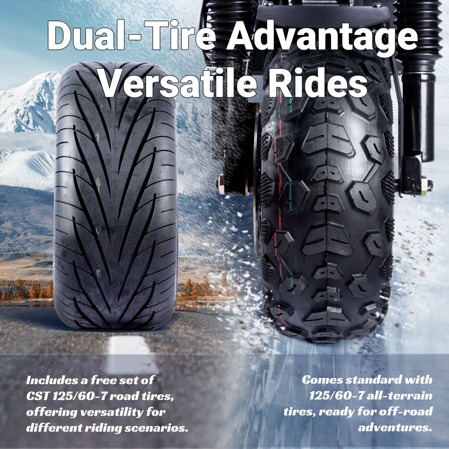 TOURSOR X14-72V Pro Electric Scooter 72V 40A 10,000W Dual Motor Extra Long Range with 13-inch all-terrain tires