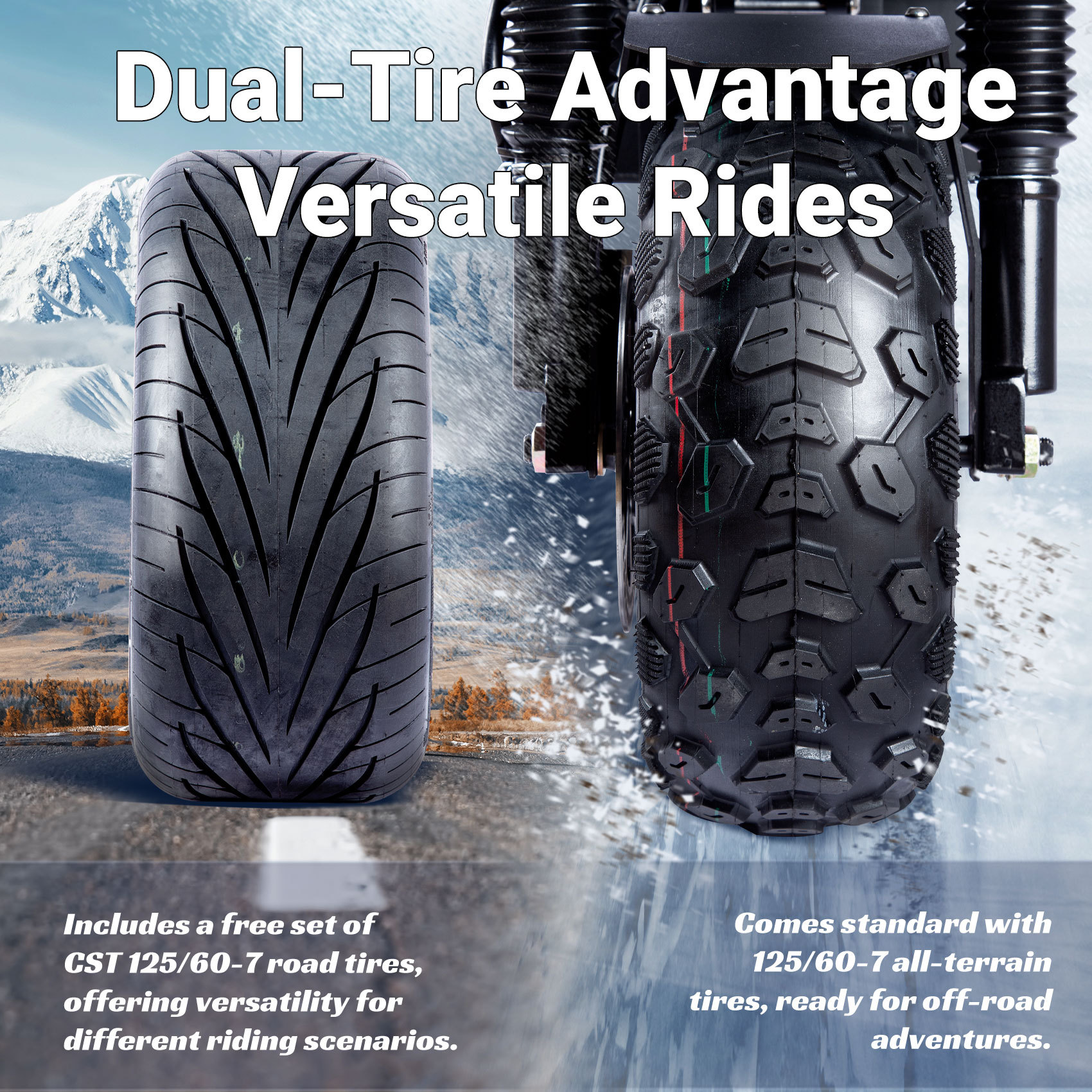 TOURSOR X14-72V Pro Electric Scooter 72V 40A 10,000W Dual Motor Extra Long Range with 13-inch all-terrain tires