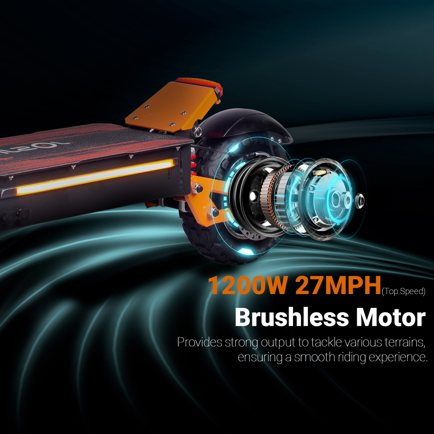 TOURSOR 48V 18Ah Electric Scooter 1200W Single Drive with 11" Off-Road Tires