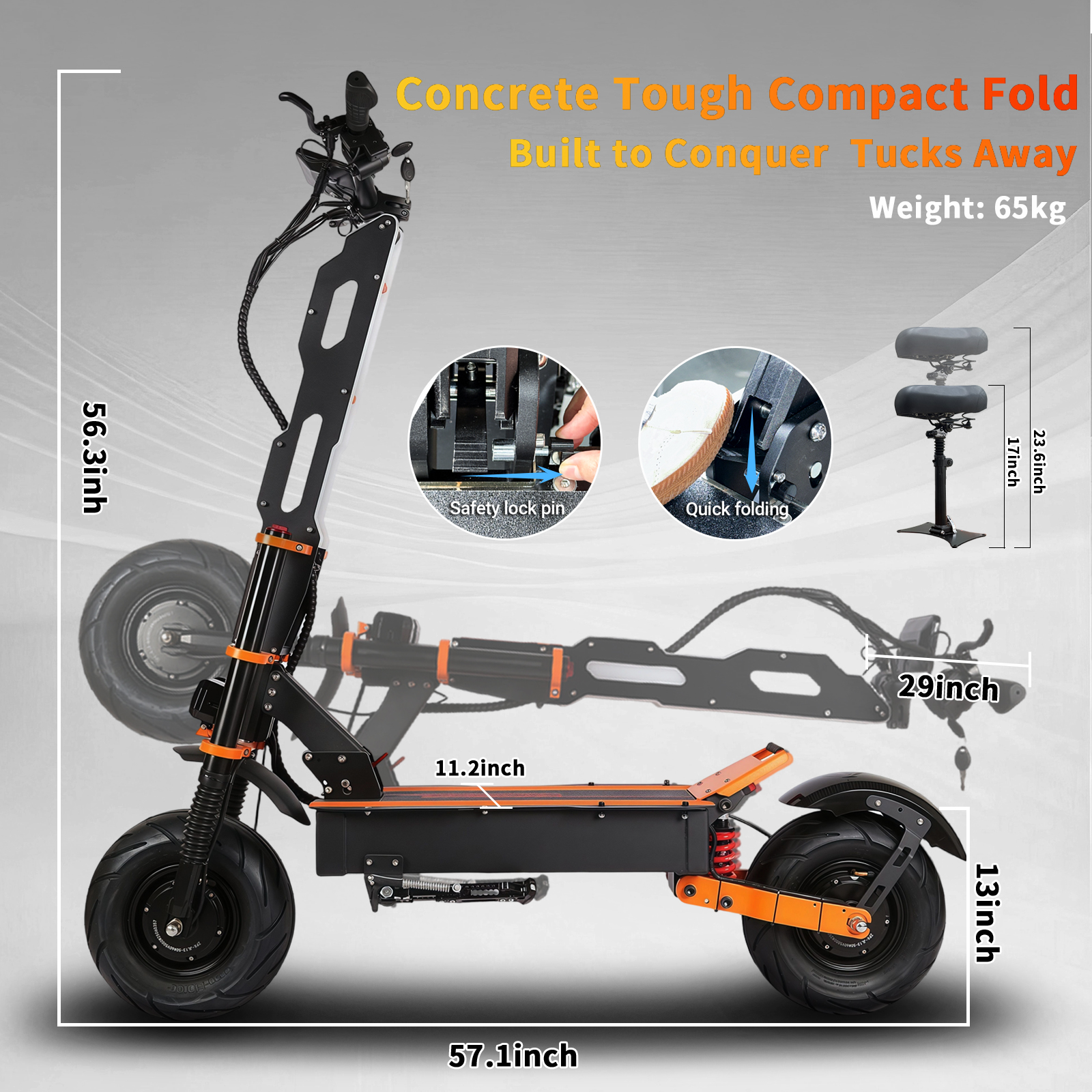 TOURSOR X8P Electric Scooter 60V 38Ah 10000W Dual Power 60MPH with LCD Lights