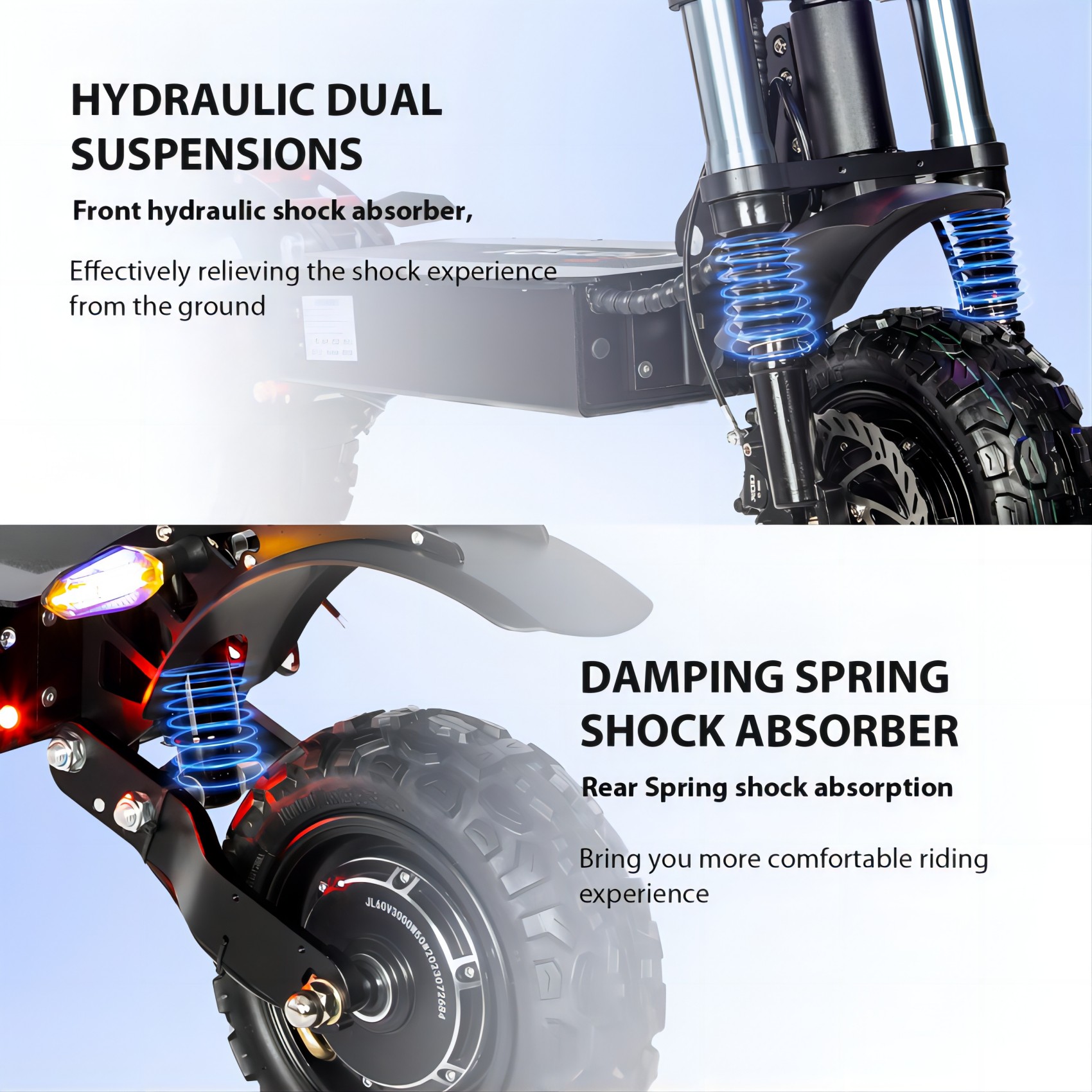 TOURSOR 60V 40Ah Electric Scooter 6000W Dual Power Maximum Speed 50MPH Driving Distance 50Miles