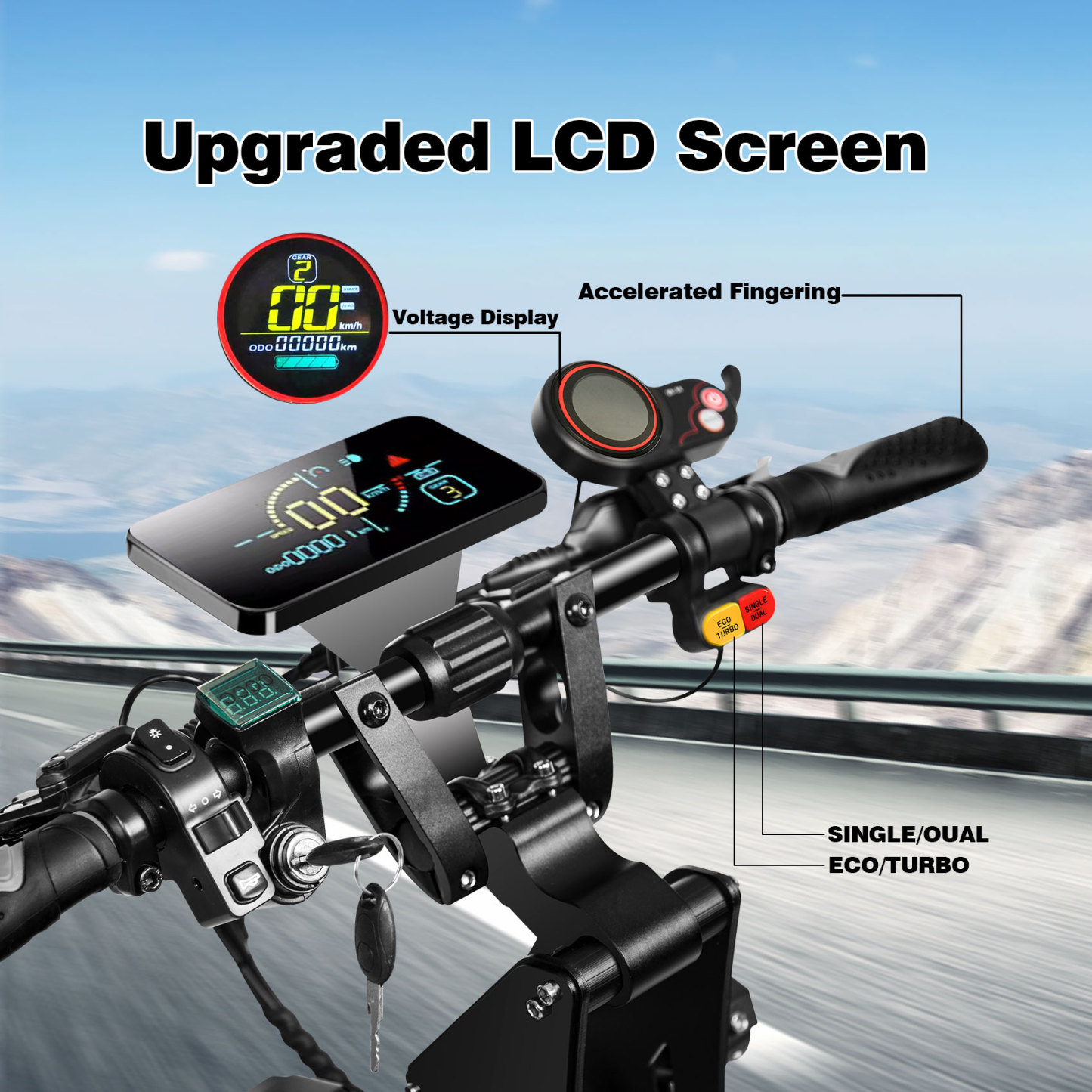 TOURSOR Electric Scooter 60V 38Ah 8000W Dual Power 60MPH with LCD Lights