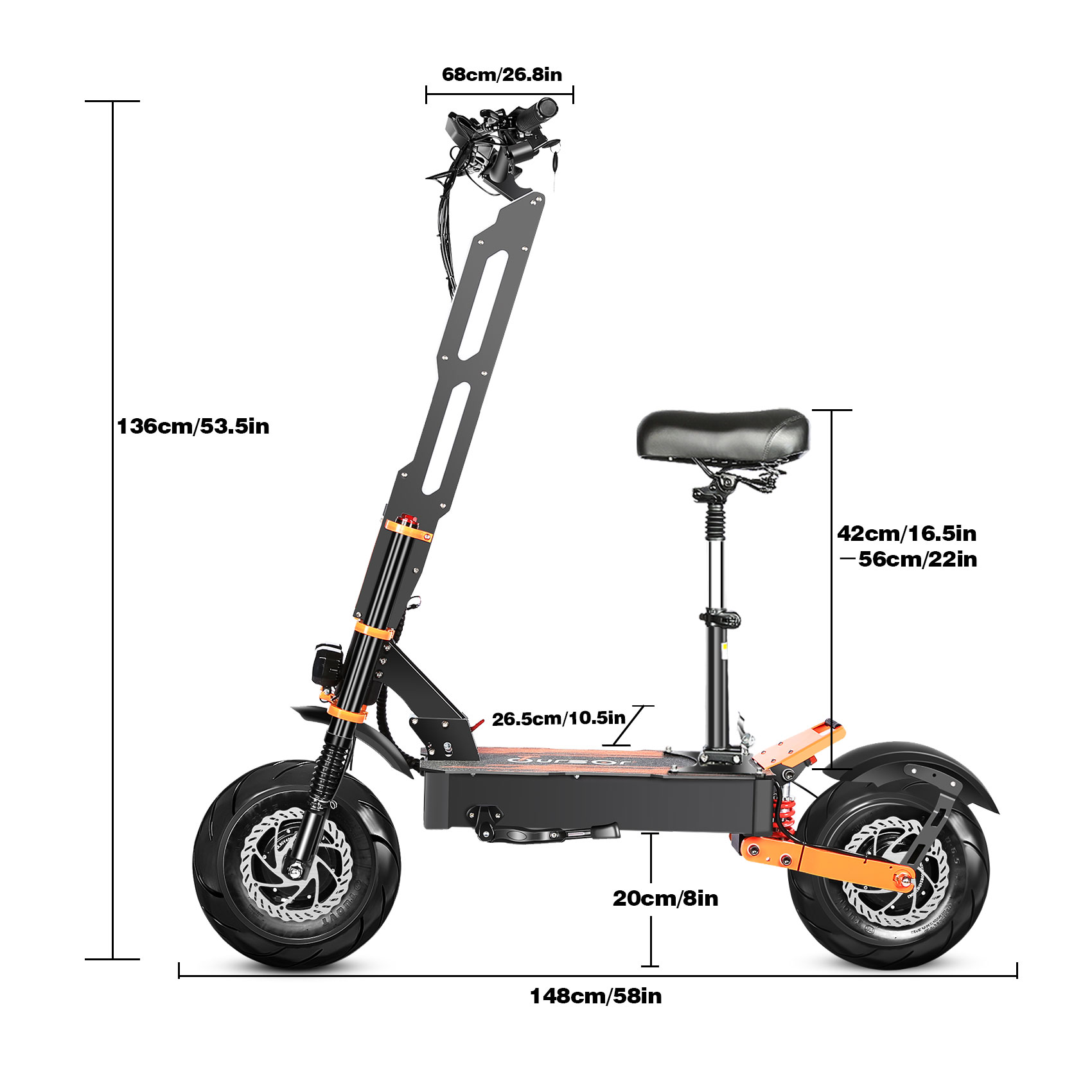 TOURSOR Electric Scooter 60V 38Ah 8000W Dual Power 60MPH with LCD Lights