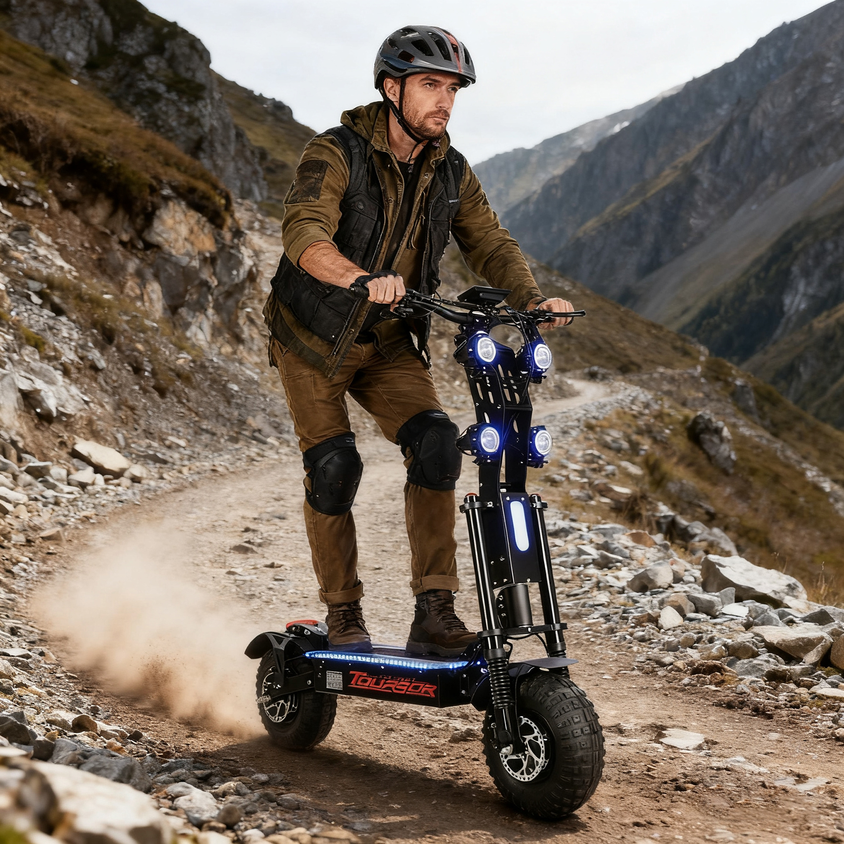 TOURSOR X14-72V Electric Scooter 72V 40A 10,000W Dual Motor Extra Long Range with 14" Off-Road Tires