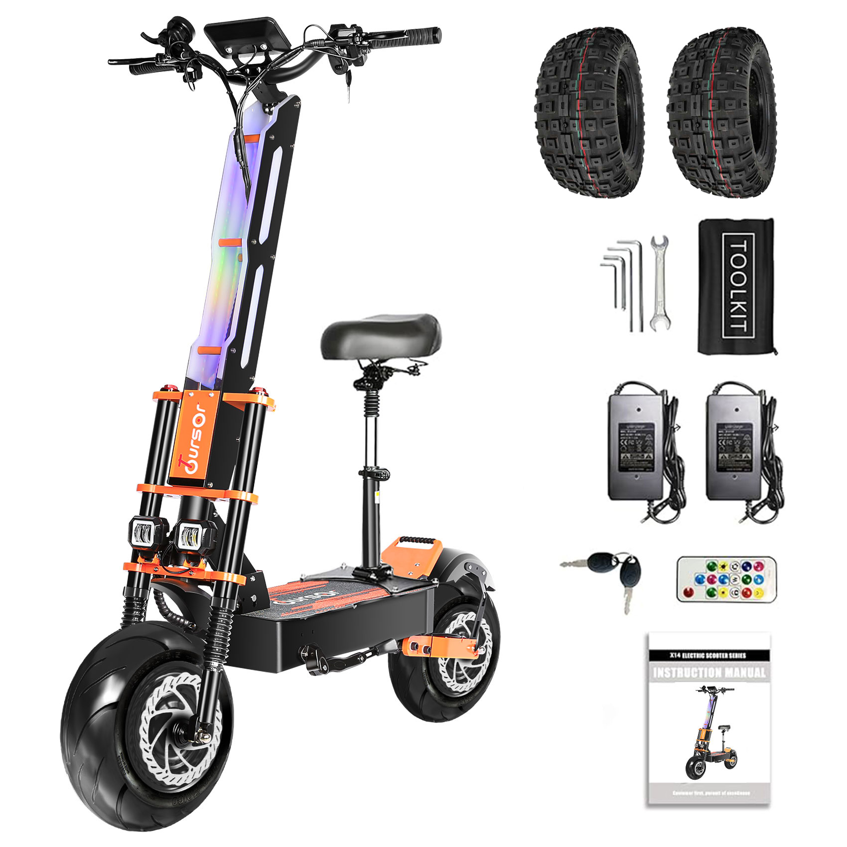 TOURSOR X8P Electric Scooter 60V 38Ah 8000W Dual Power 60MPH with LCD Lights
