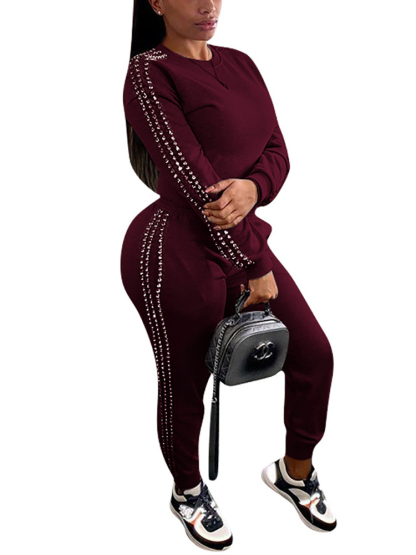Two-Piece Side Pearl Top Pocket Pants Set