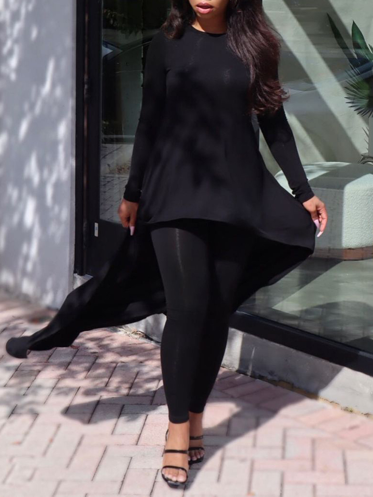 Irregular Top and Skinny Pants Two-Piece Set