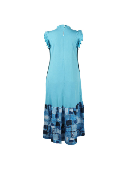 Sleeveless Ruffle Leopard Patchwork Maxi Dress