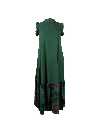 Sleeveless Ruffle Leopard Patchwork Maxi Dress