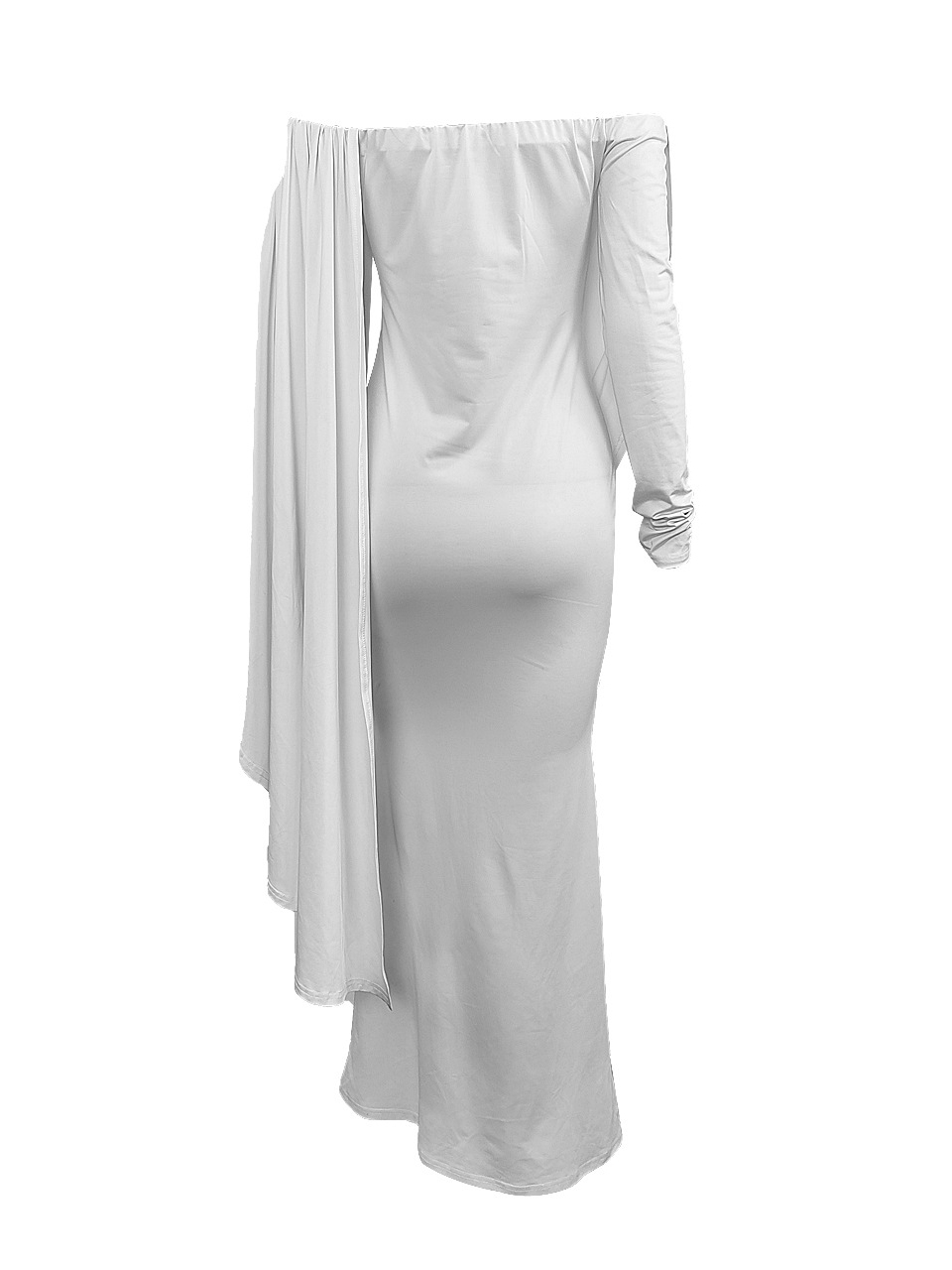 Off-Shoulder Draped Cape Maxi Dress